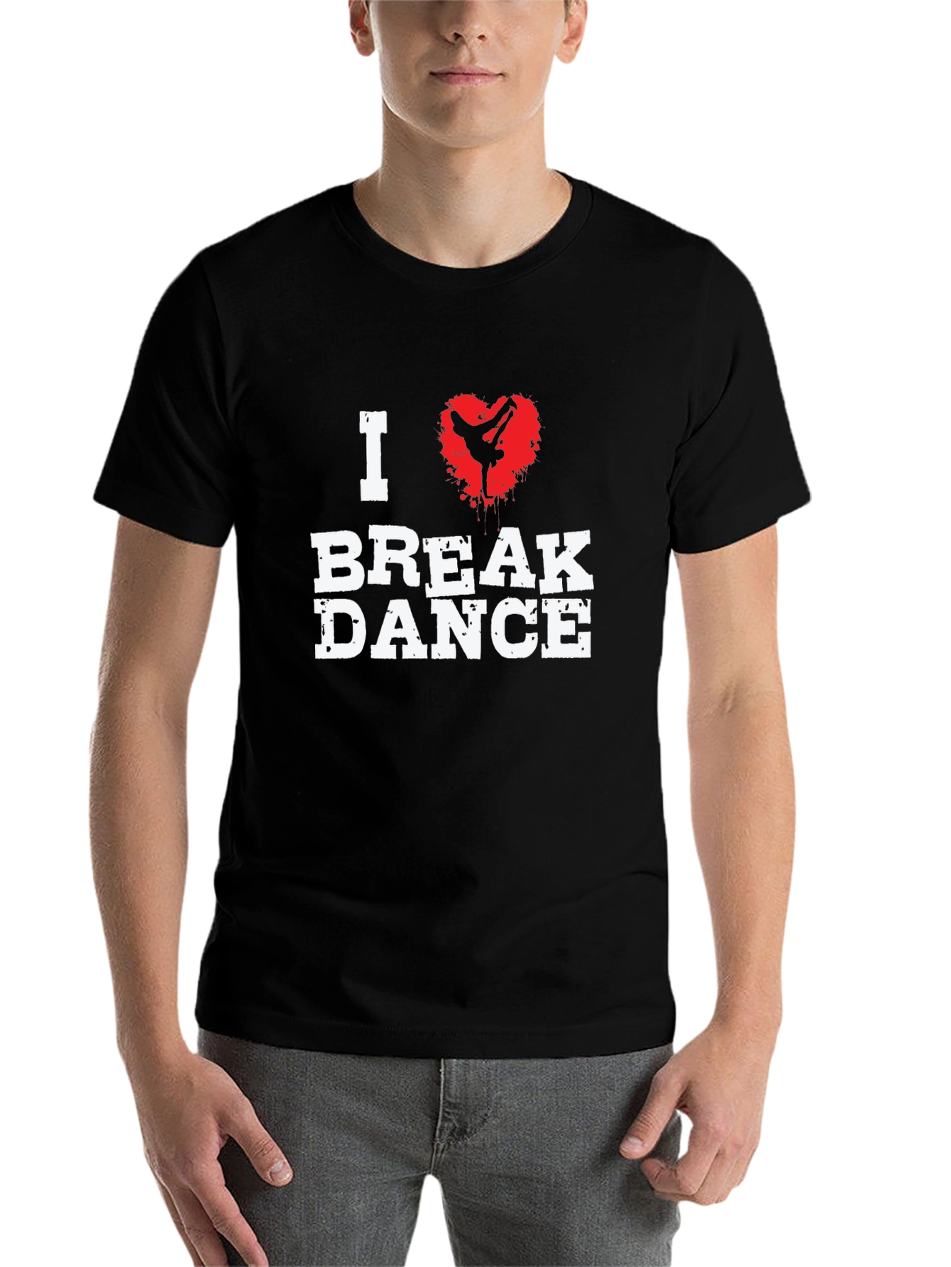 Black I Love Break Dance Graphic T-Shirt - Black view 7