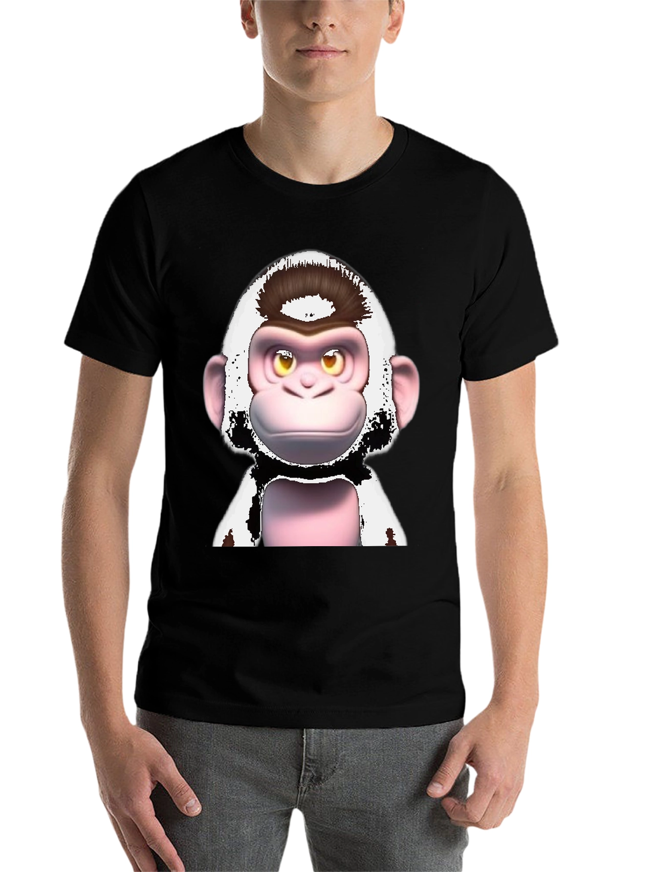 Black Funky Monkey Graphic T-Shirt - Black Cotton Tee view 7