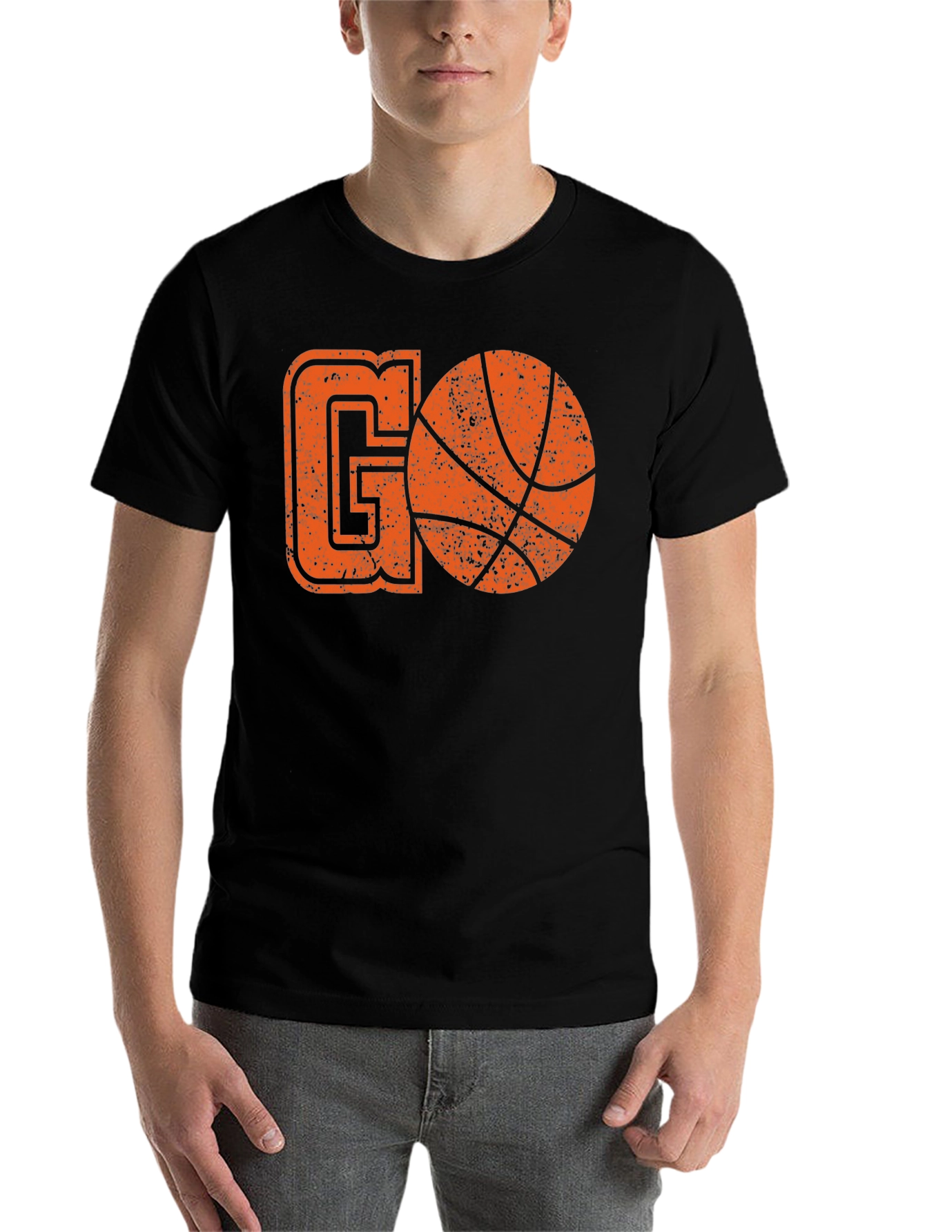 Black Basketball GO T-Shirt - Black Cotton Graphic Tee view 7