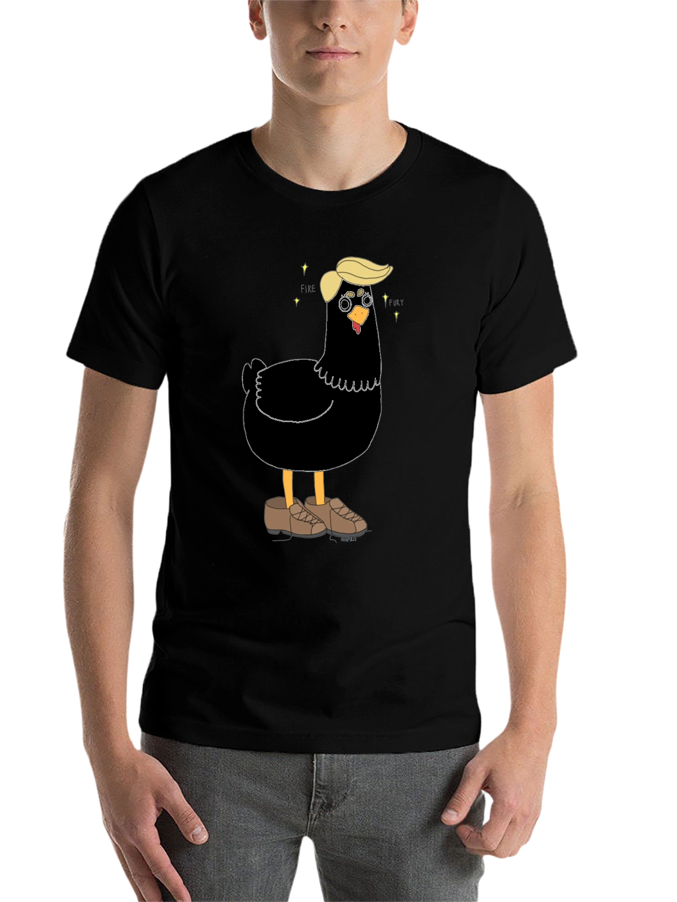 Black Novelty Trump Chicken Graphic Tee - Quirky Fun view 7