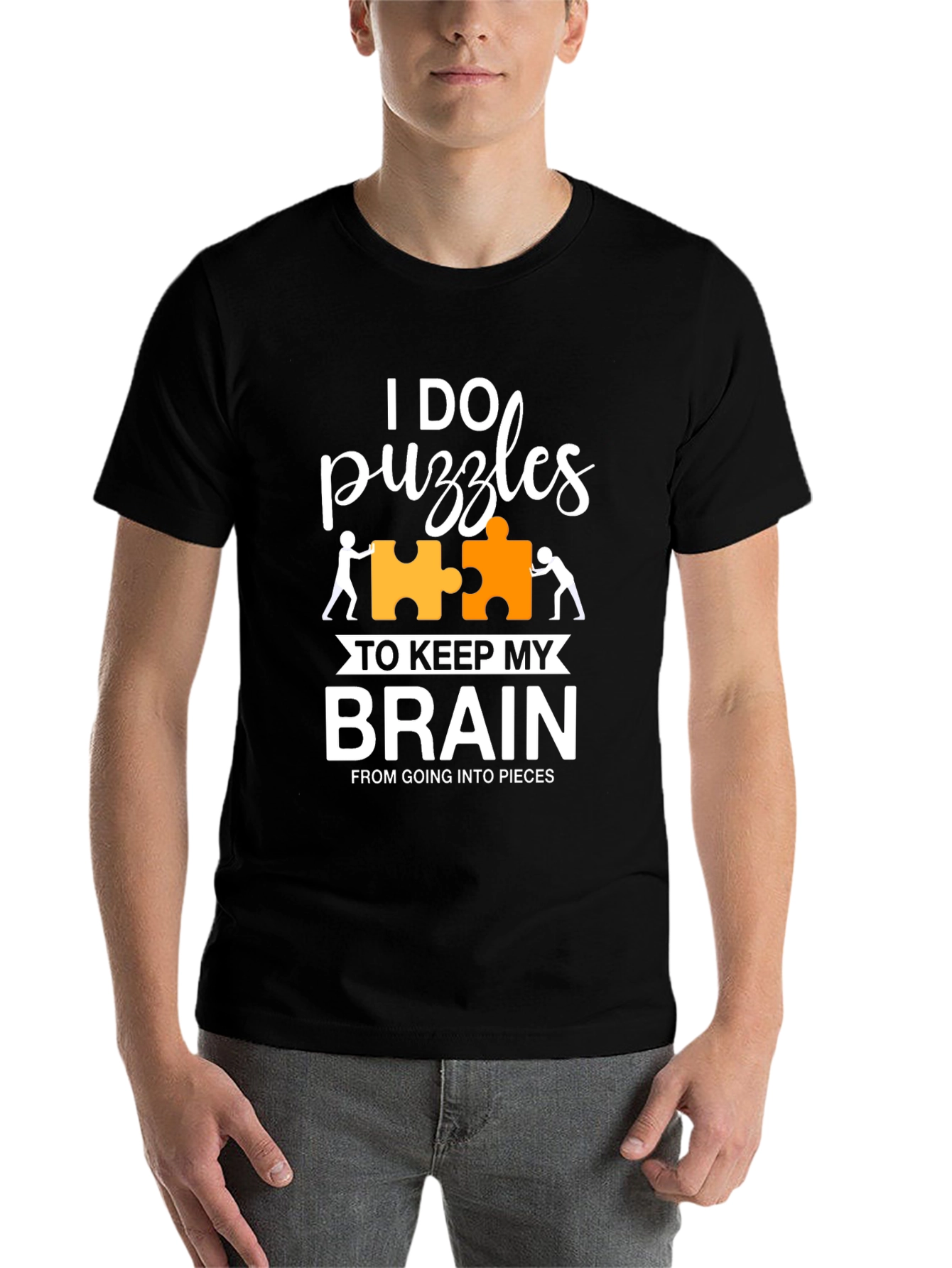 Black I Do Puzzles T-Shirt - Keep My Brain Together Tee view 7
