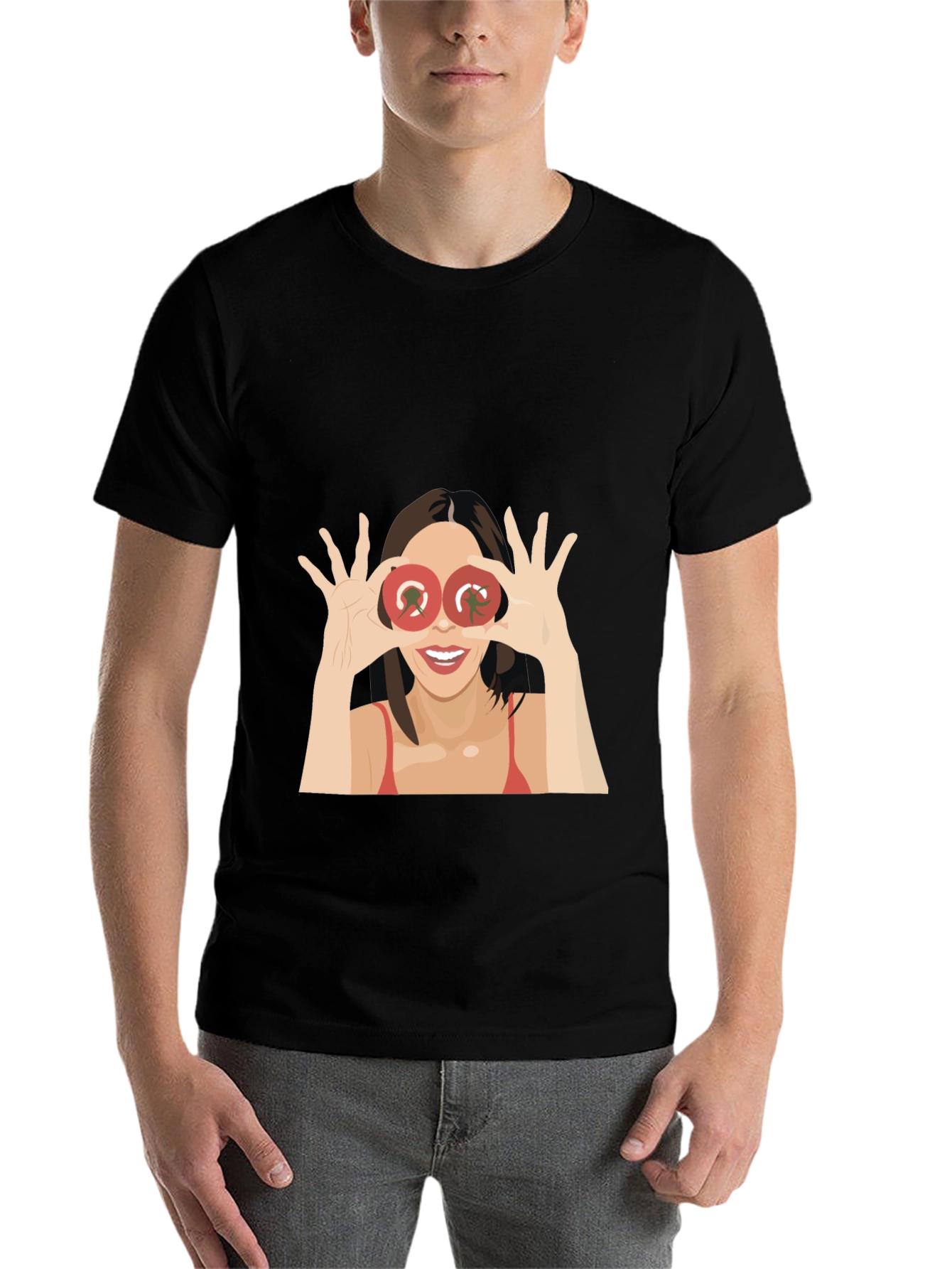 Black Tomato Eyes Graphic Tee - Funny Women's T-Shirt view 7