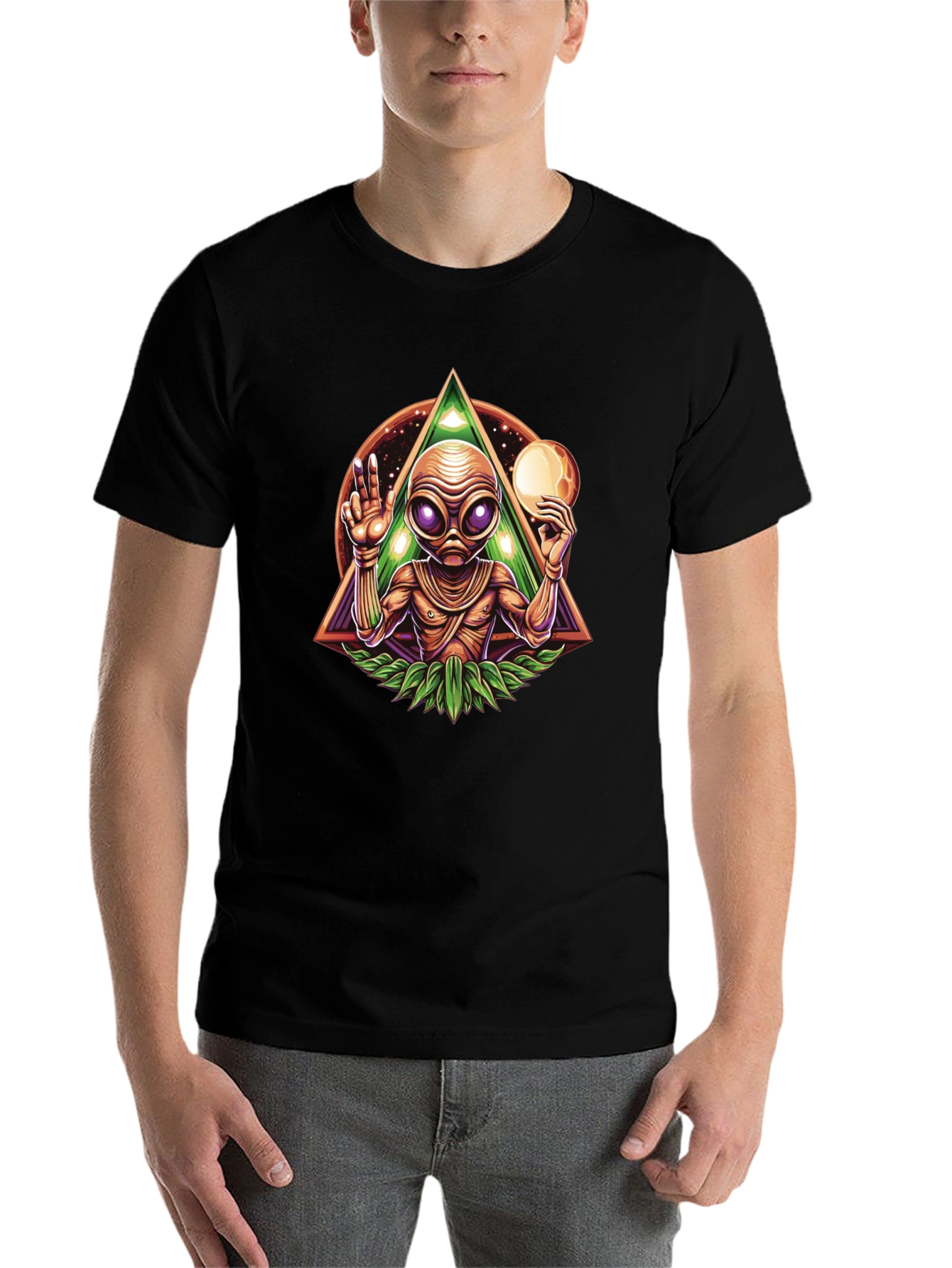 Black Alien Graphic Tee - Third Eye Design T-Shirt view 7