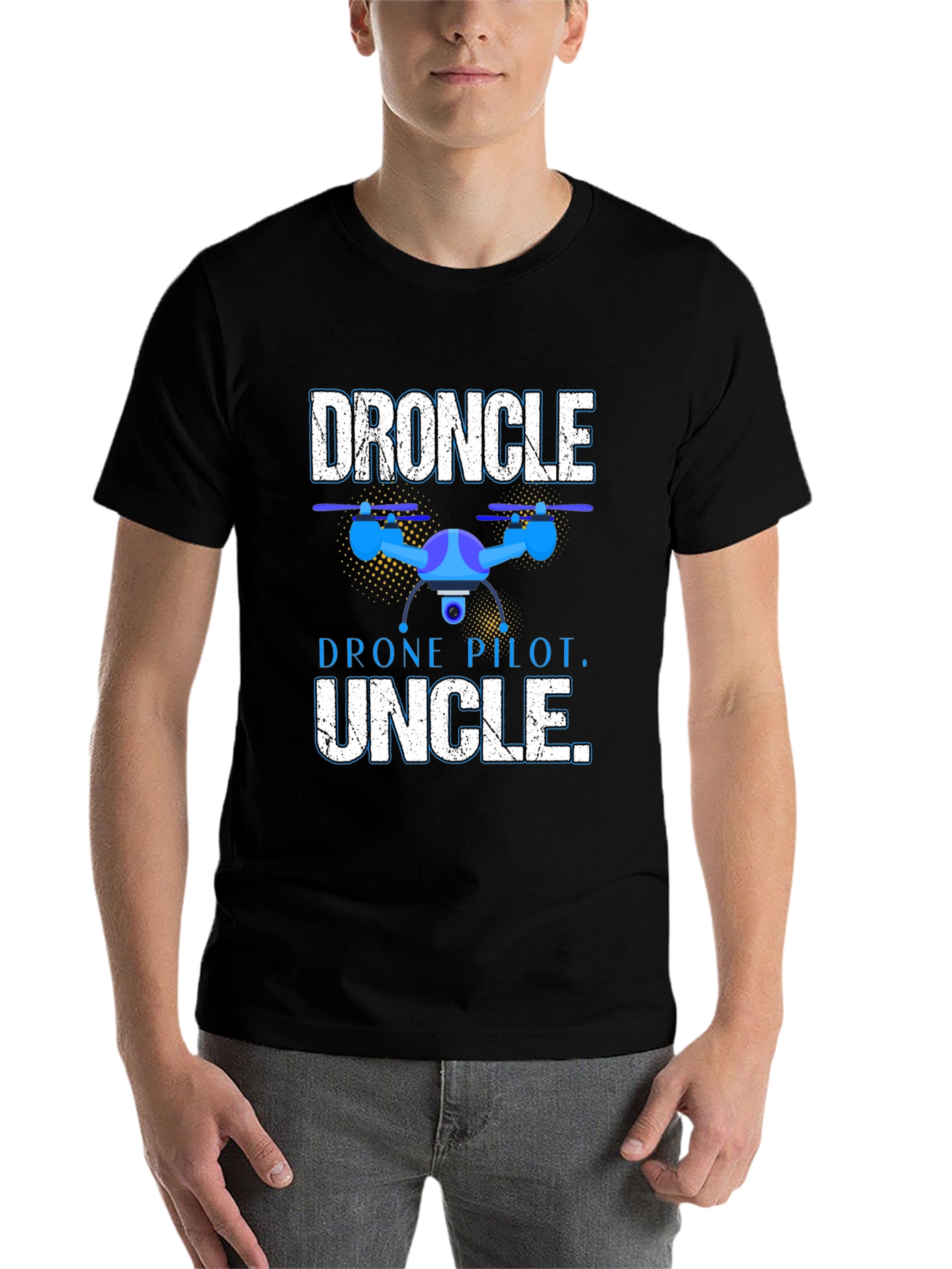 Black Droncle T-Shirt - Drone Pilot Uncle Gift view 7