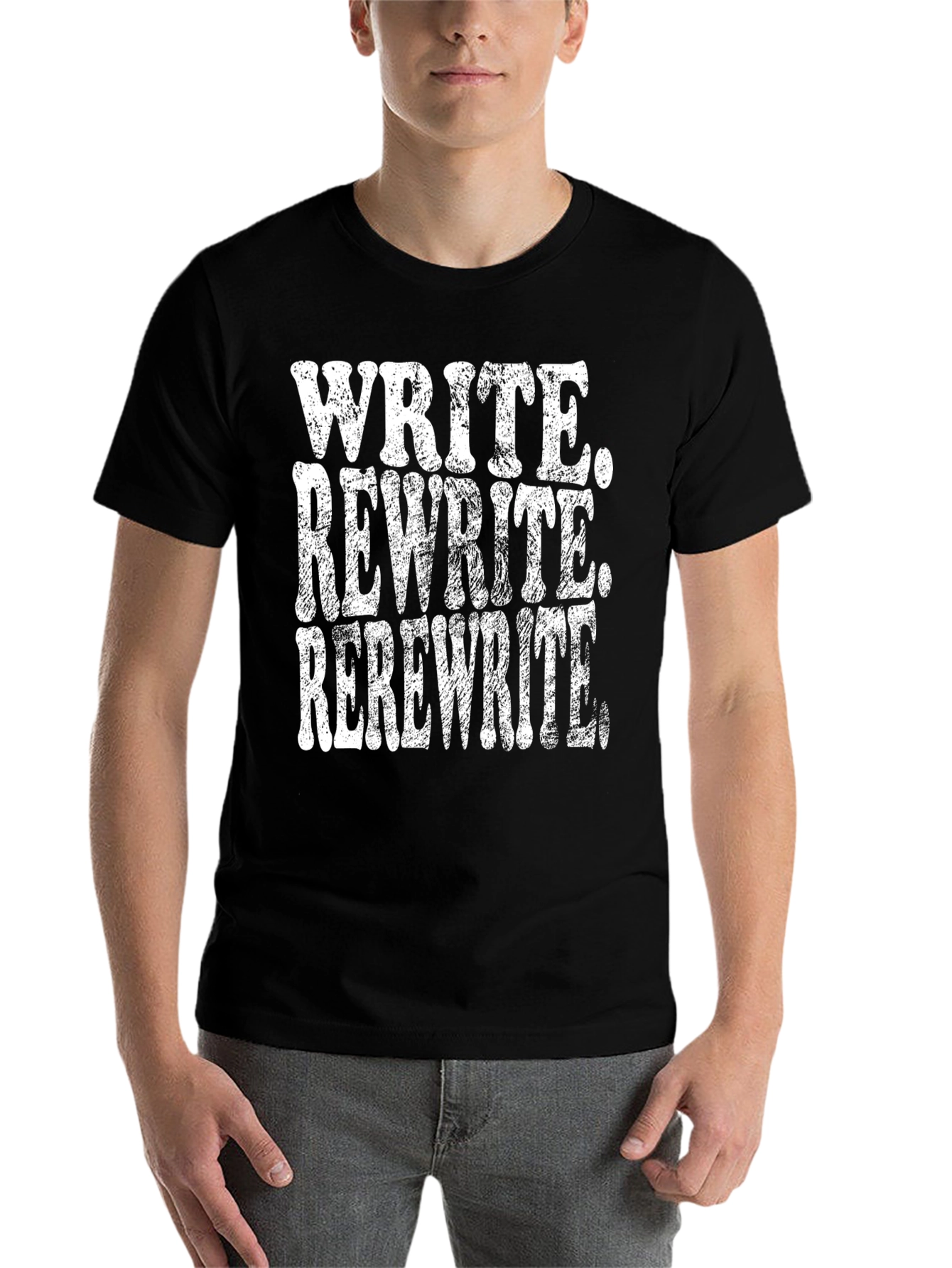 Black Write Rewrite Rerewrite T-Shirt view 7