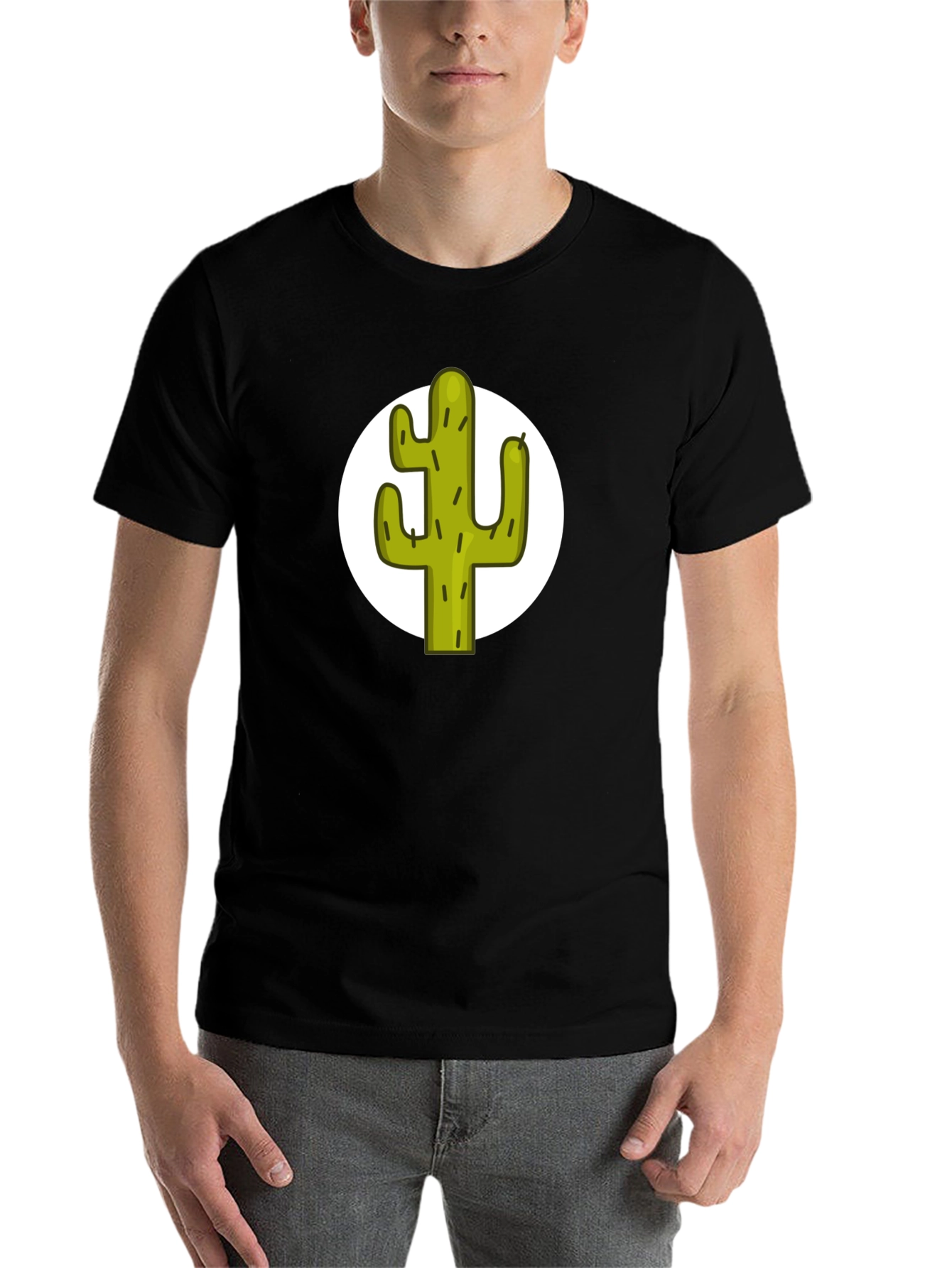 Black Cactus Graphic Tee - Black Cotton T-Shirt view 7