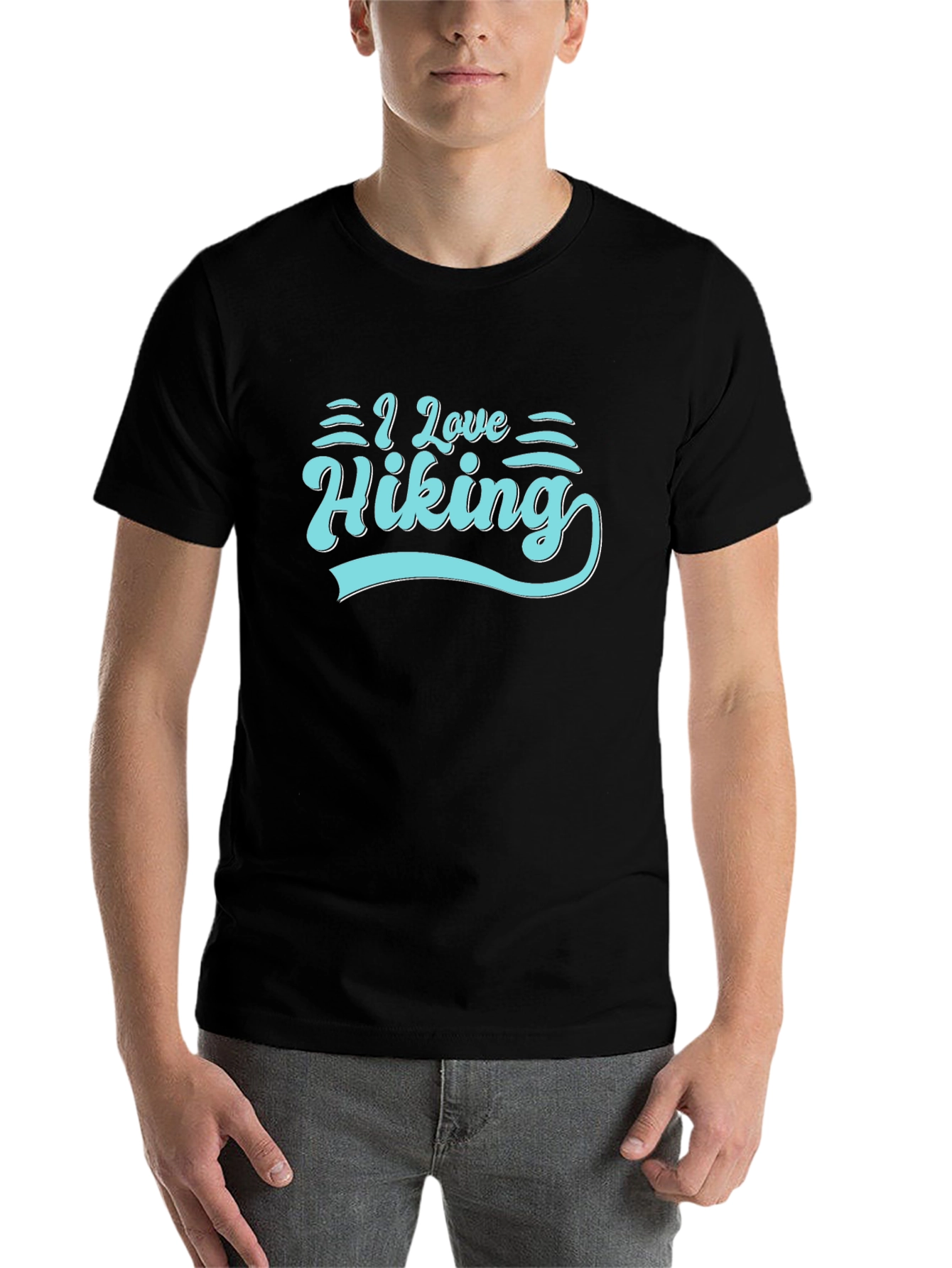 Black I Love Hiking Graphic T-Shirt view 7