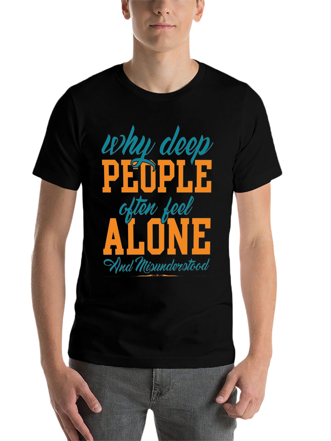 Black Deep People Alone Graphic Tee - Soft Cotton Blend view 7