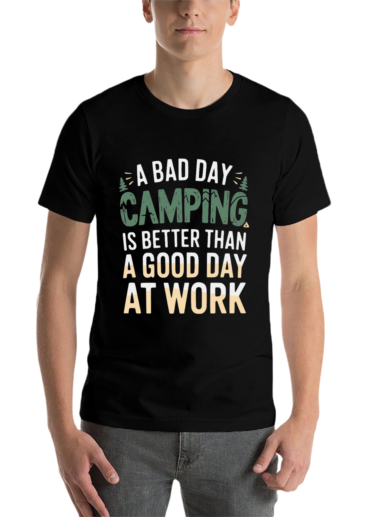 Black Camping Is Better Than Work T-Shirt view 7