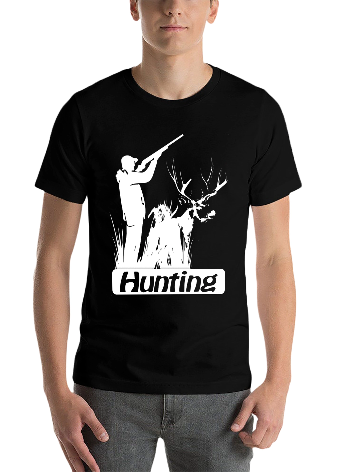 Black Hunting Graphic Tee - Black Cotton Blend view 7