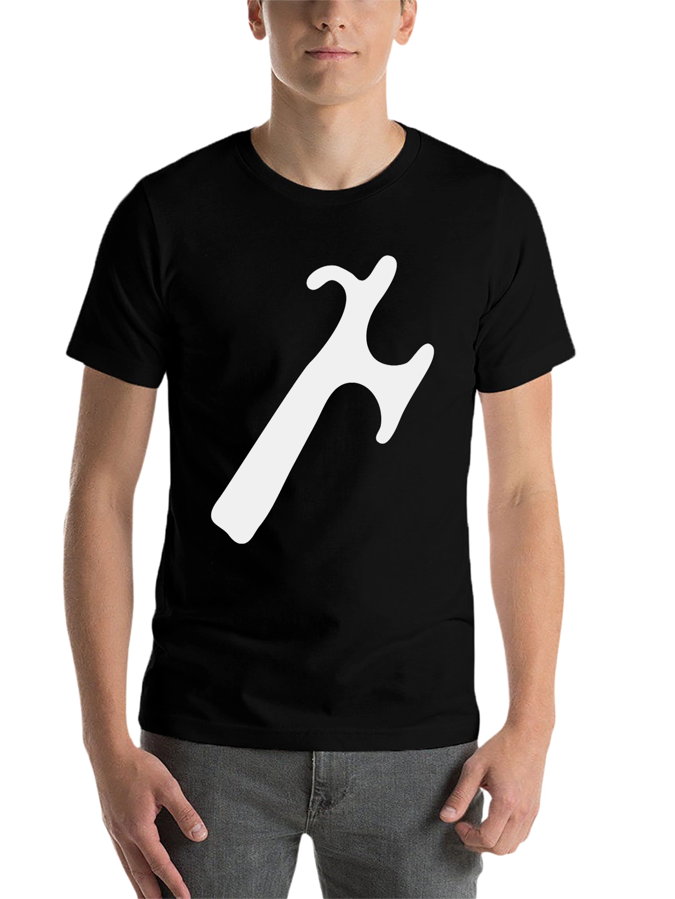Black Modern Black T-Shirt with Abstract White Graphic view 7