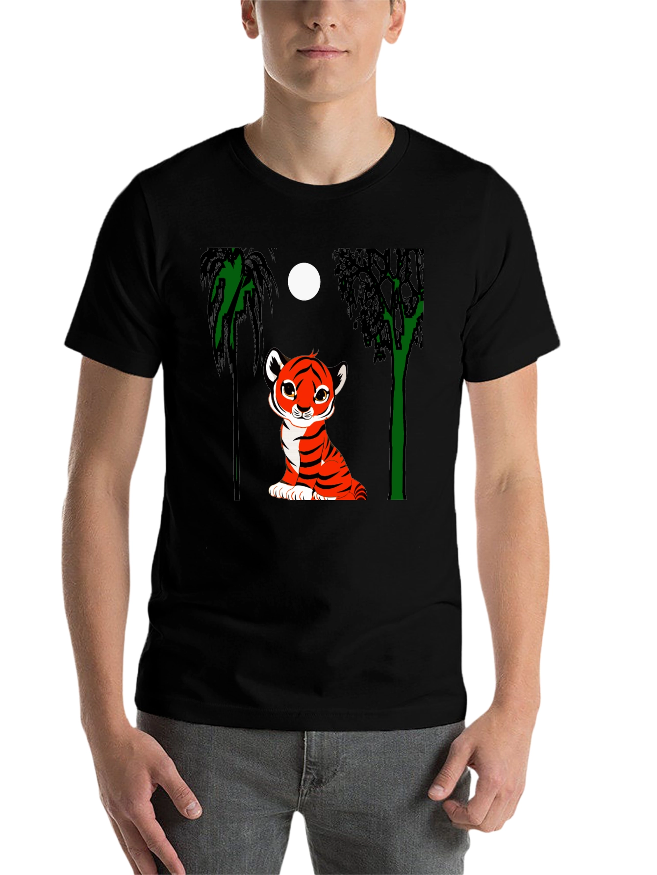Black Cute Tiger Cub Graphic Tee - Black view 7