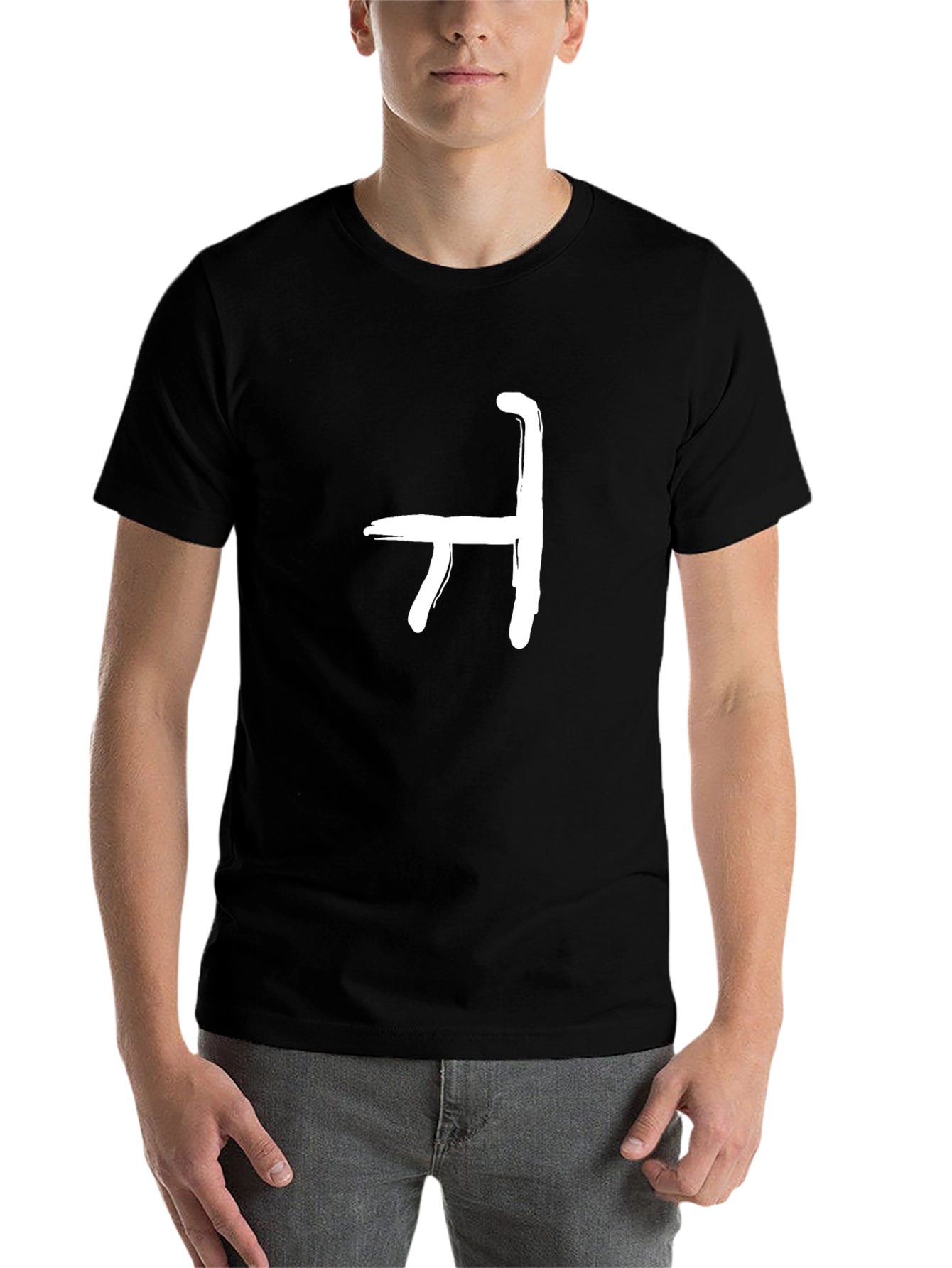 Black Minimalist Chair Graphic Tee - Unisex Black T-Shirt view 7
