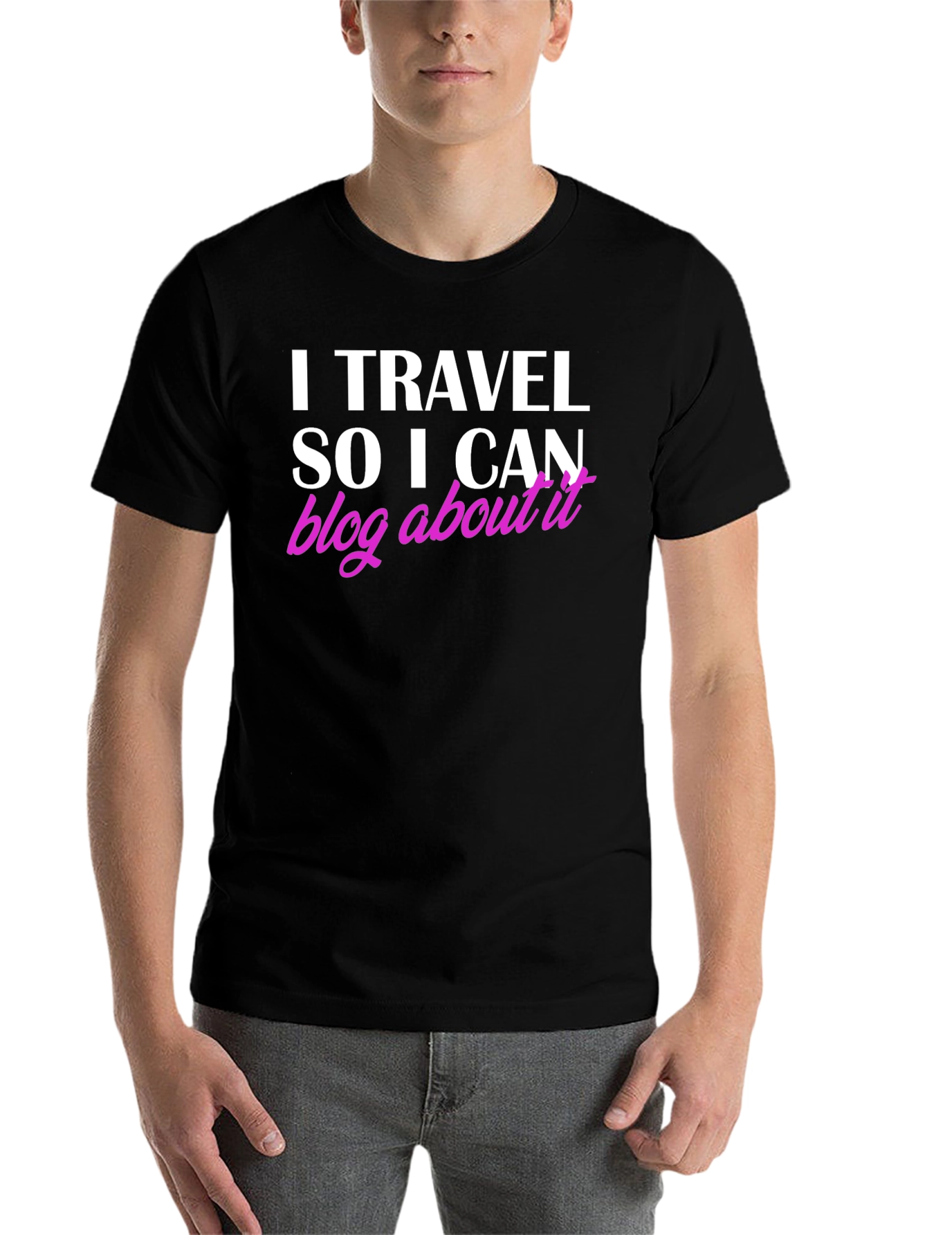 Black I Travel So I Can Blog About It Black T-Shirt view 7