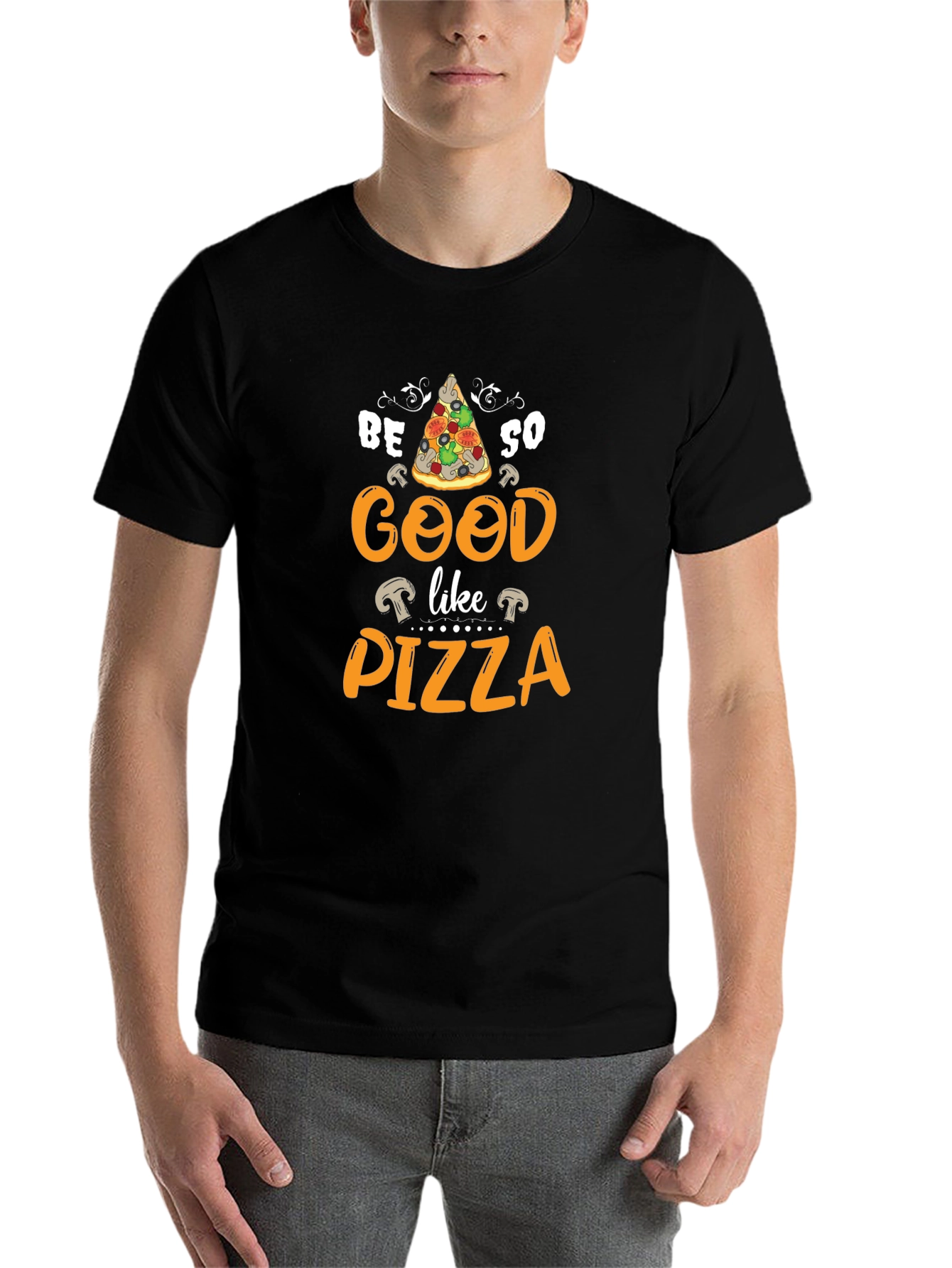 Black Be So Good Like Pizza Graphic T-Shirt view 7