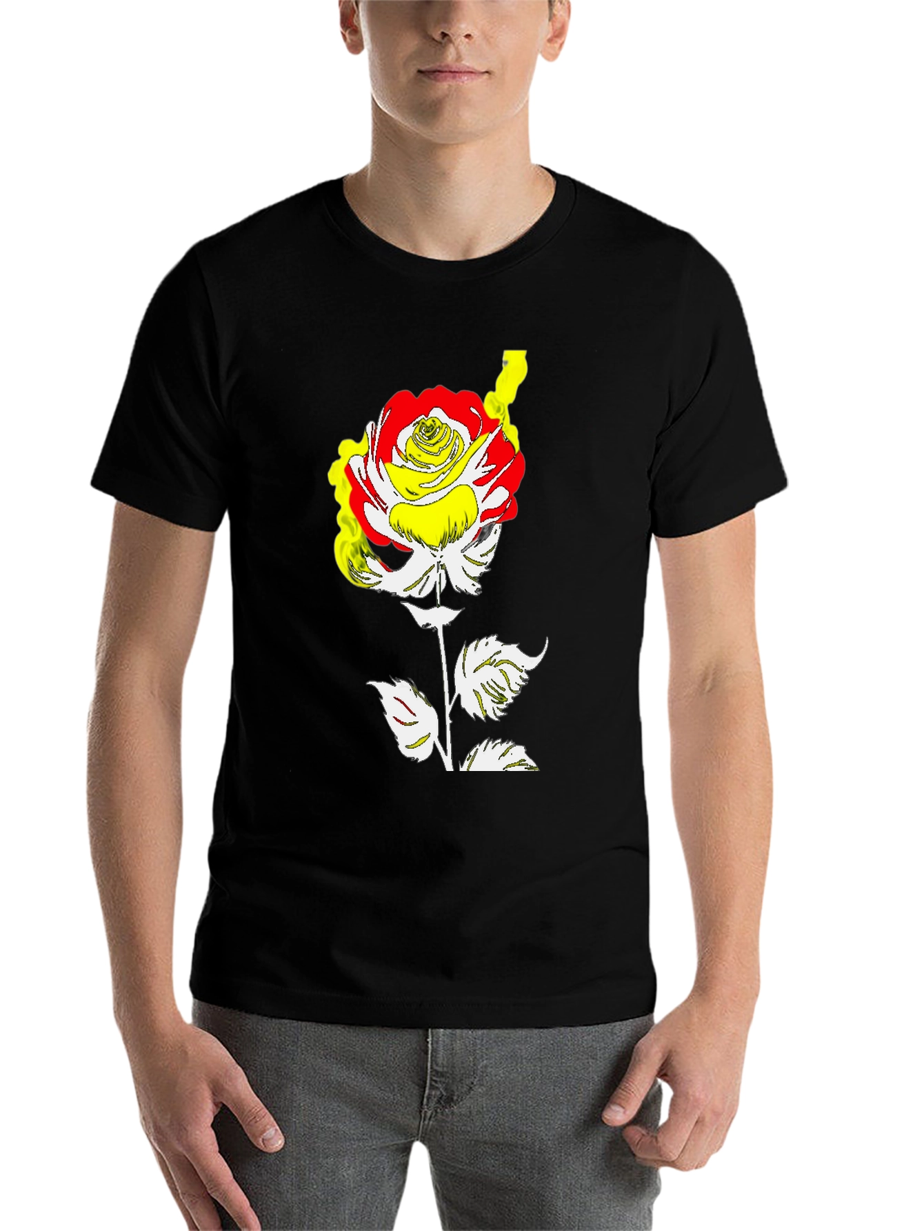 Black Rose Graphic Tee - Modern Art Style view 7