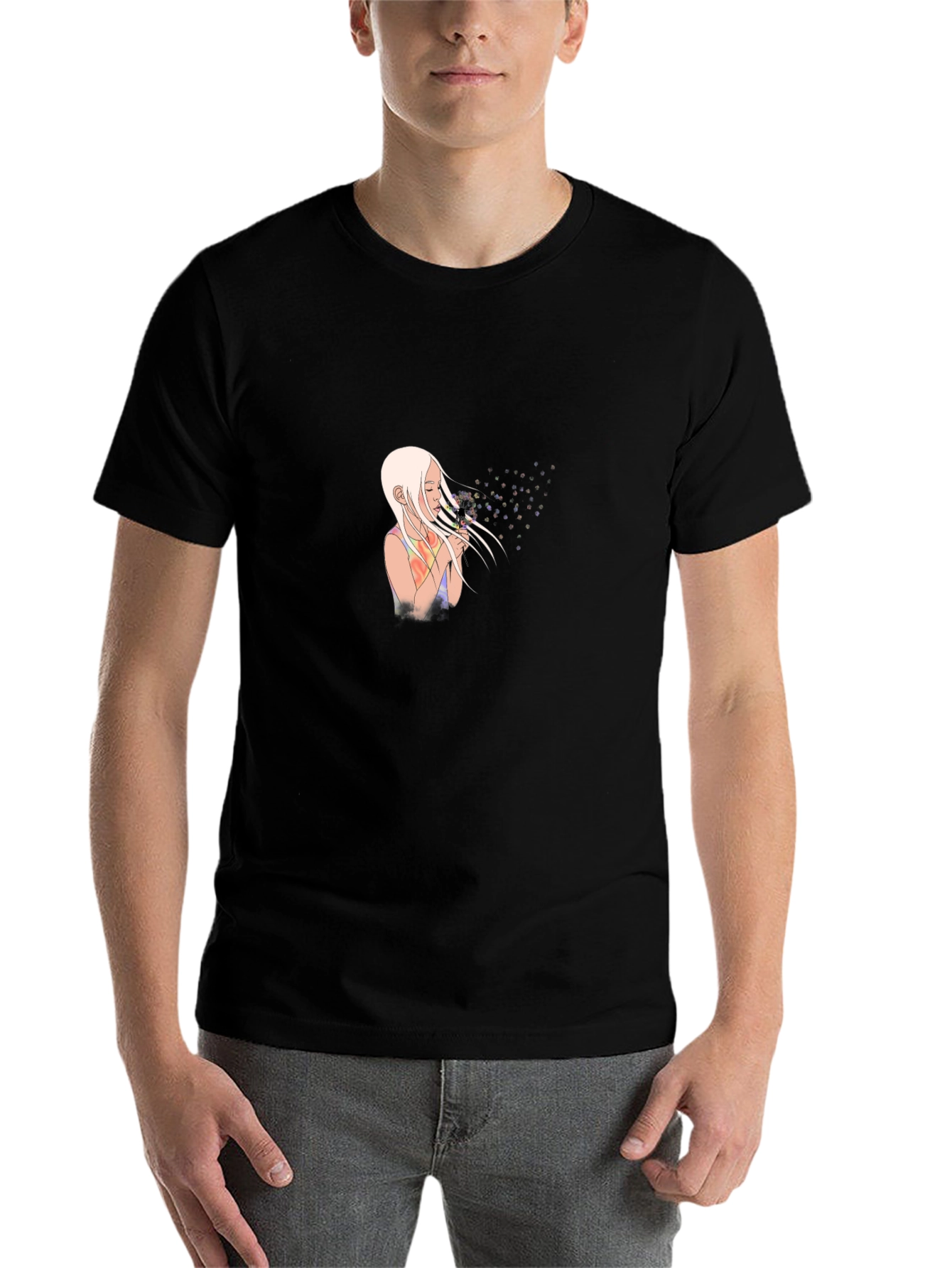 Black Girl Blowing Dandelion Black T-Shirt view 7