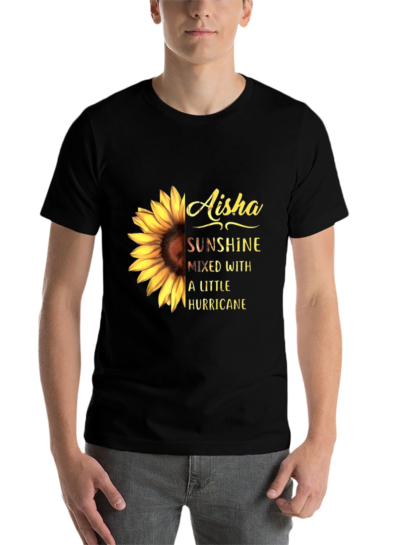 Black Aisha Sunflower Tee - Sunshine & Hurricane view 7