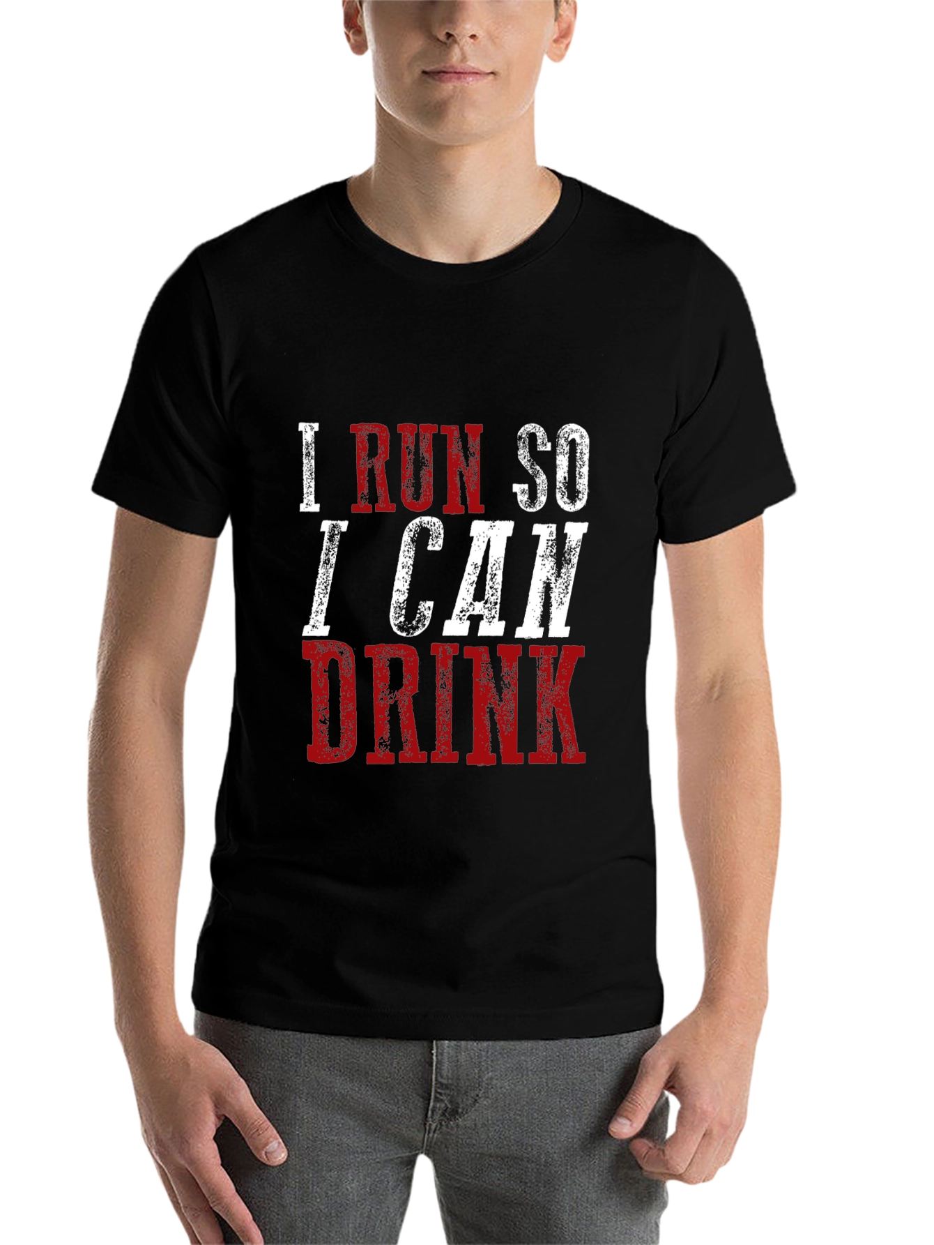 Black Funny 'I Run So I Can Drink' Graphic Tee view 7