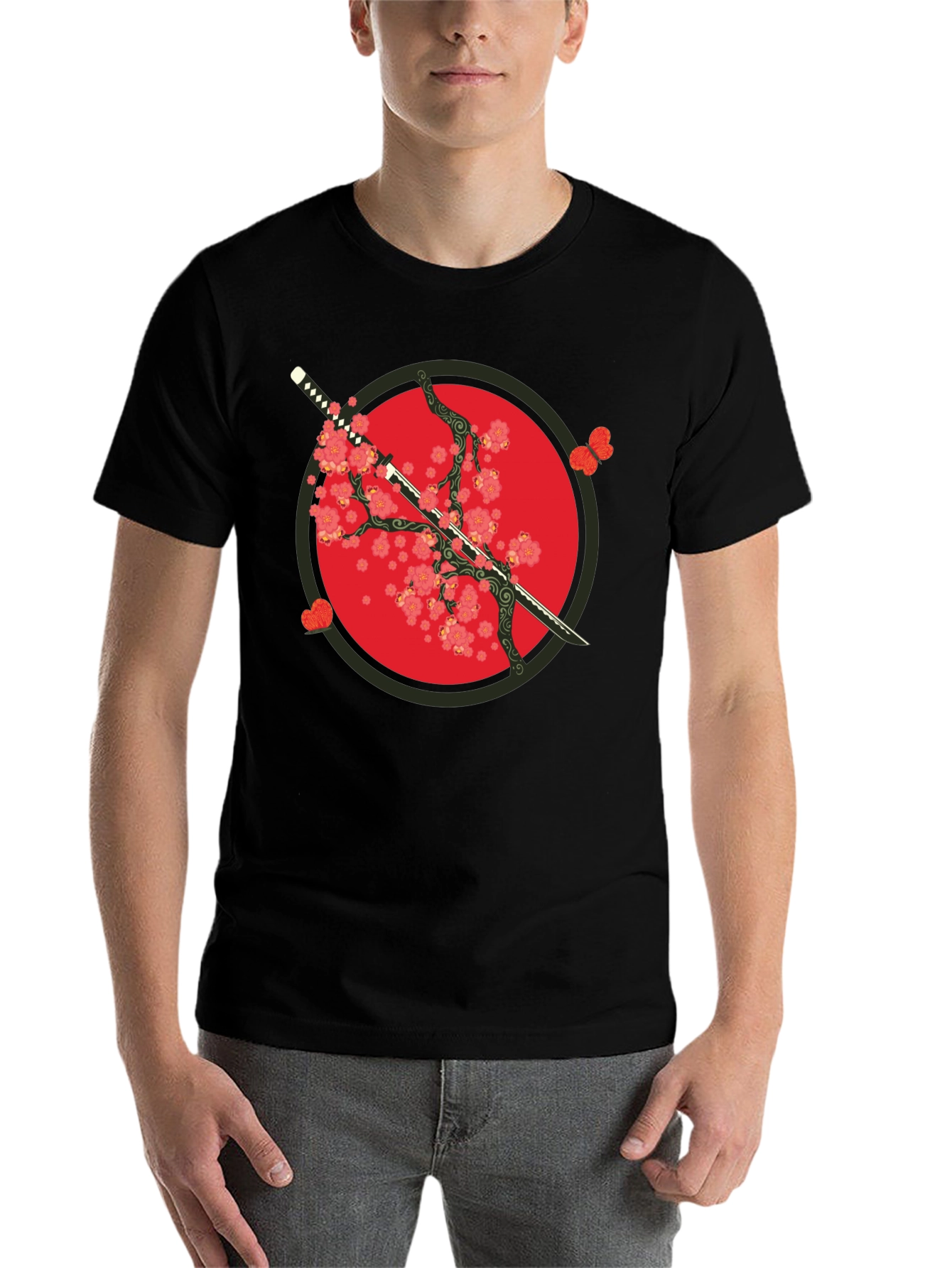 Black Katana & Blossom Graphic Tee view 7