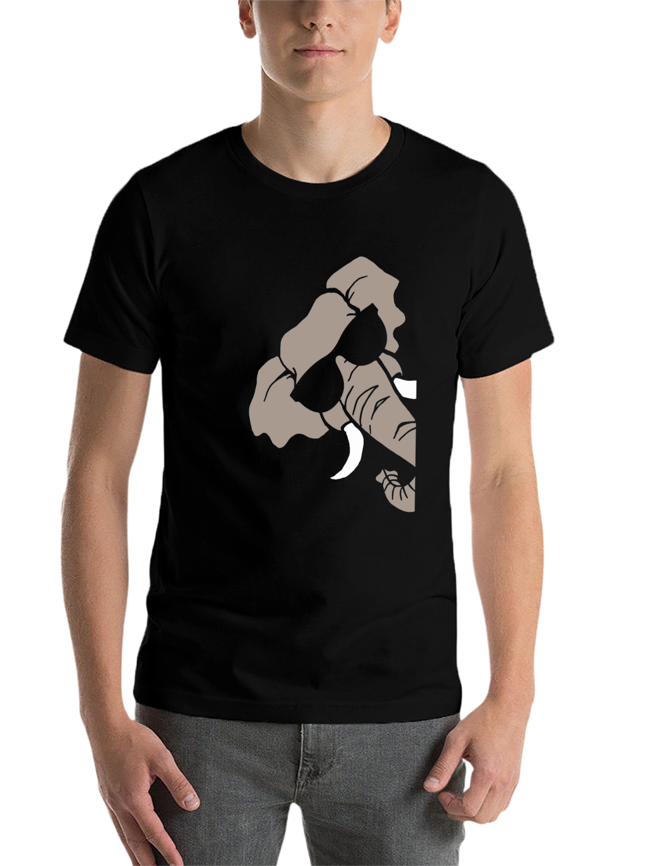 Black Cool Elephant Graphic Tee - Stylish Black T-Shirt view 7