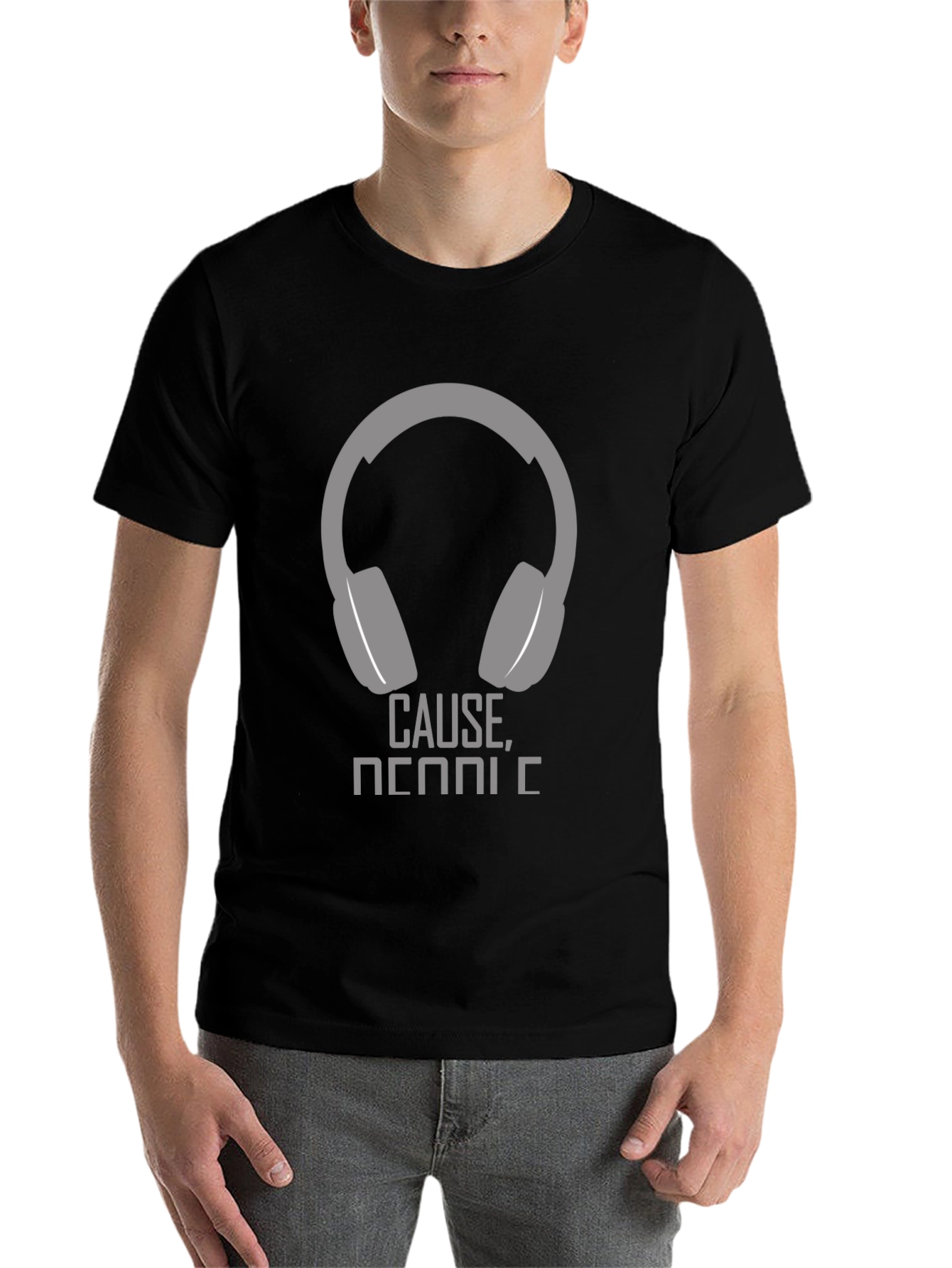 Black Headphone Graphic T-Shirt - Cause Music! view 7