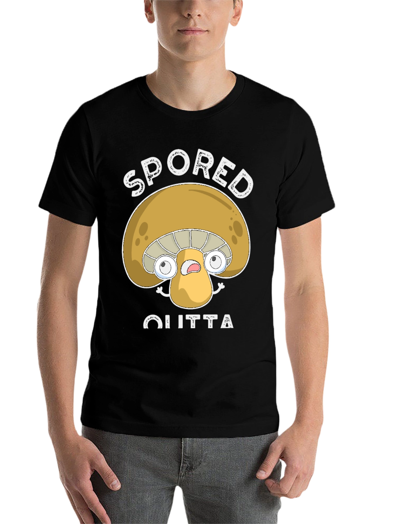 Black Spored Outta Here Mushroom Graphic Tee view 7