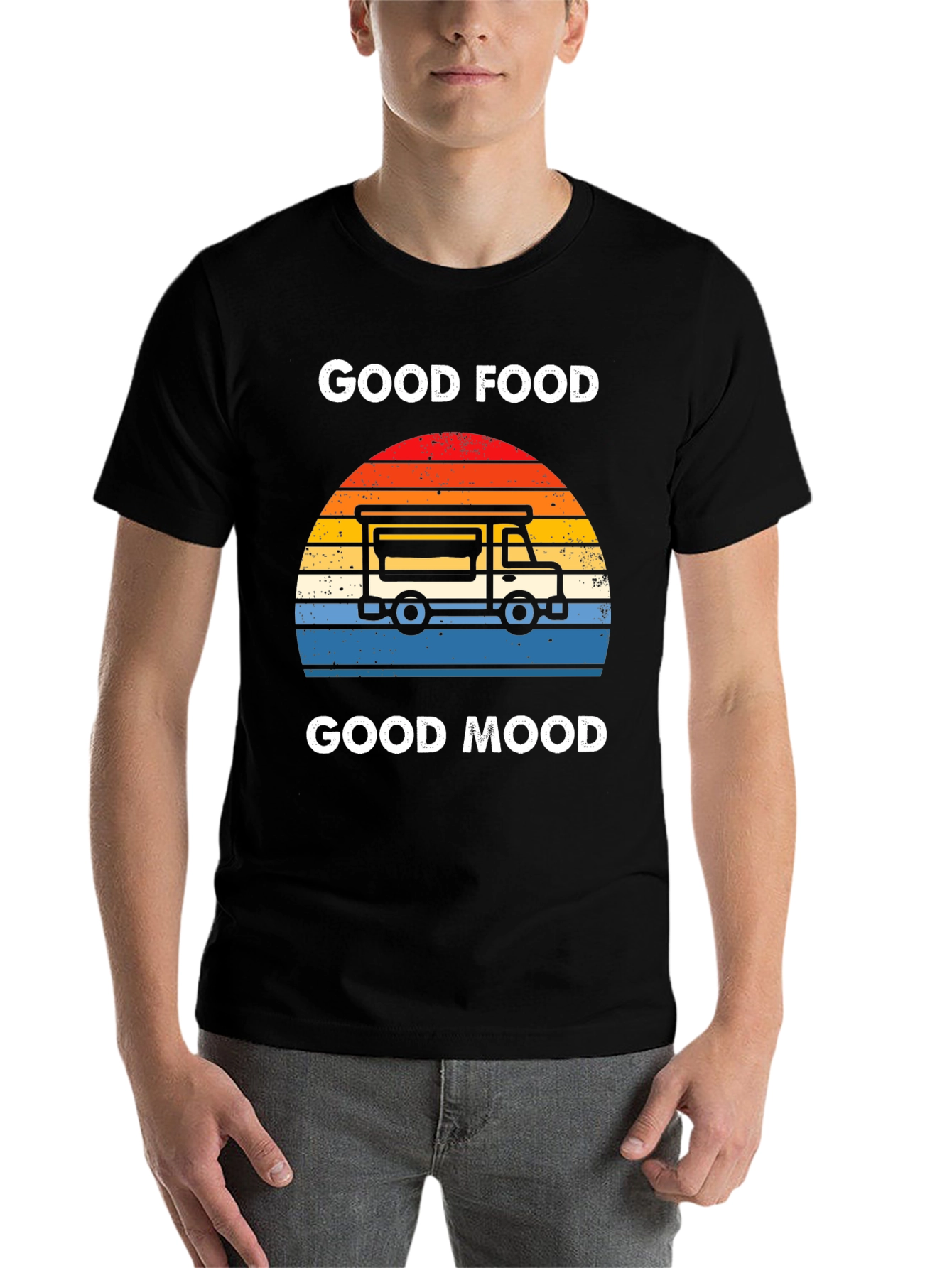 Black Good Food Good Mood T-Shirt Food Truck Tee view 7