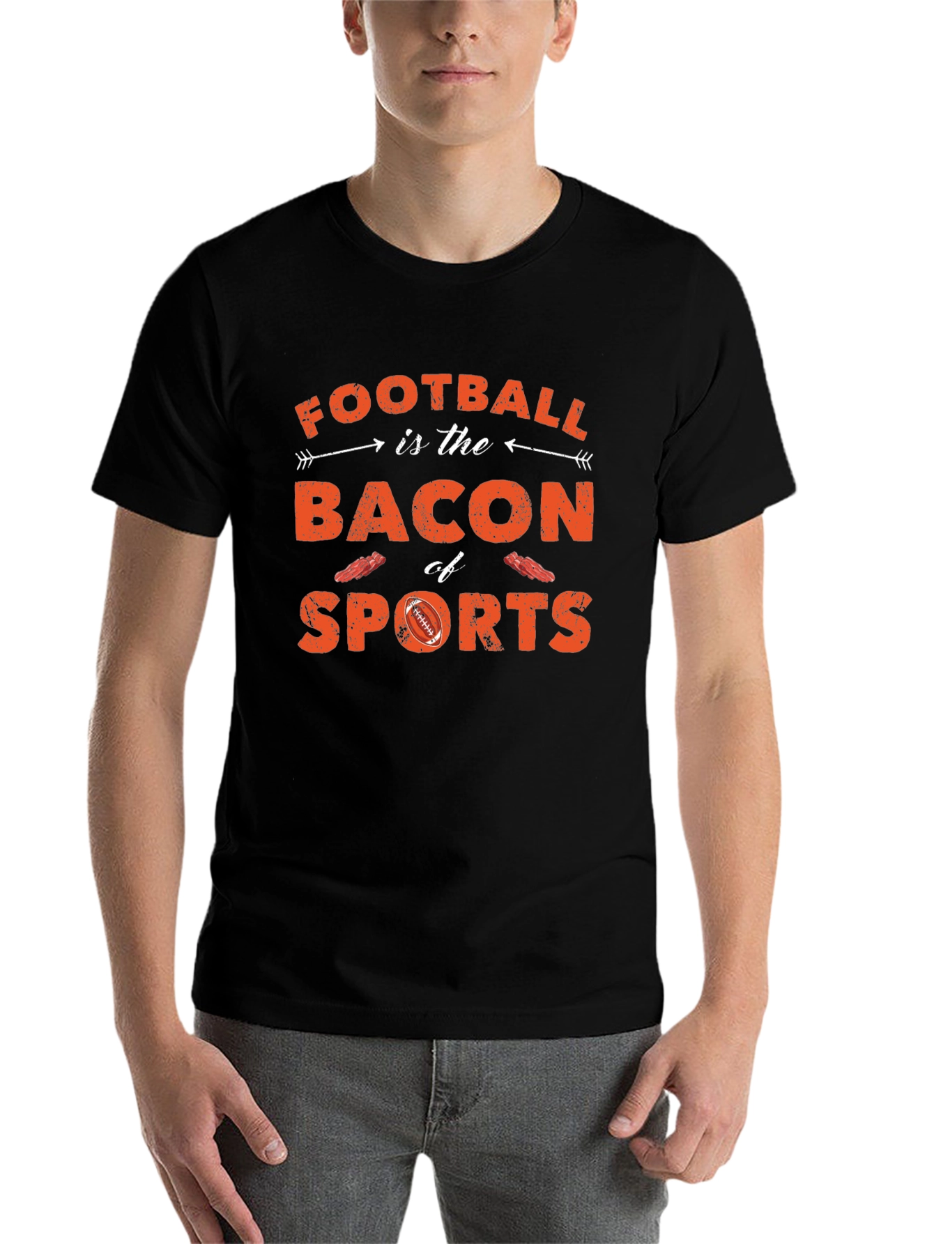 Black Football is Bacon of Sports T-Shirt view 7