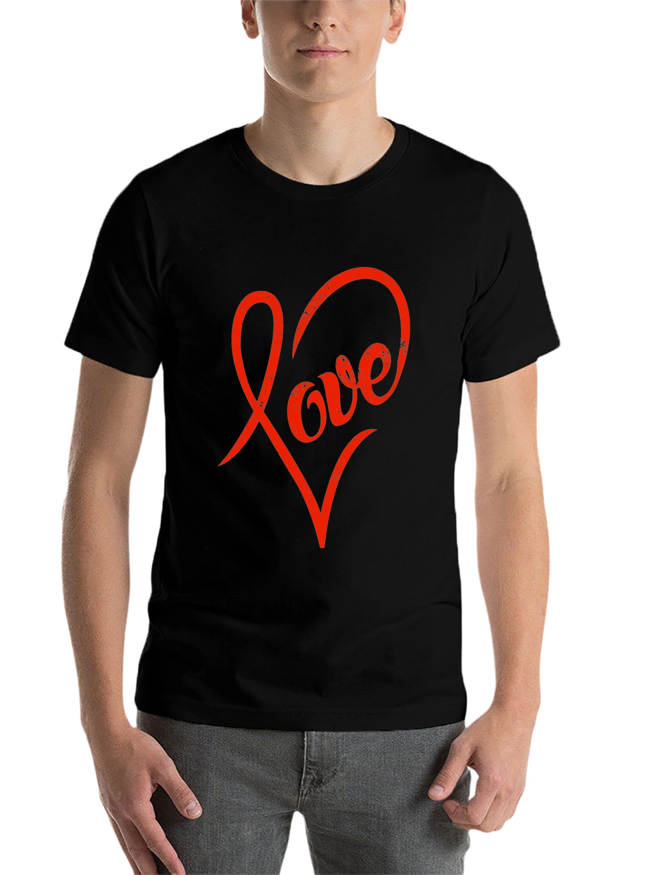Black Love Heart Graphic Black T-Shirt view 7