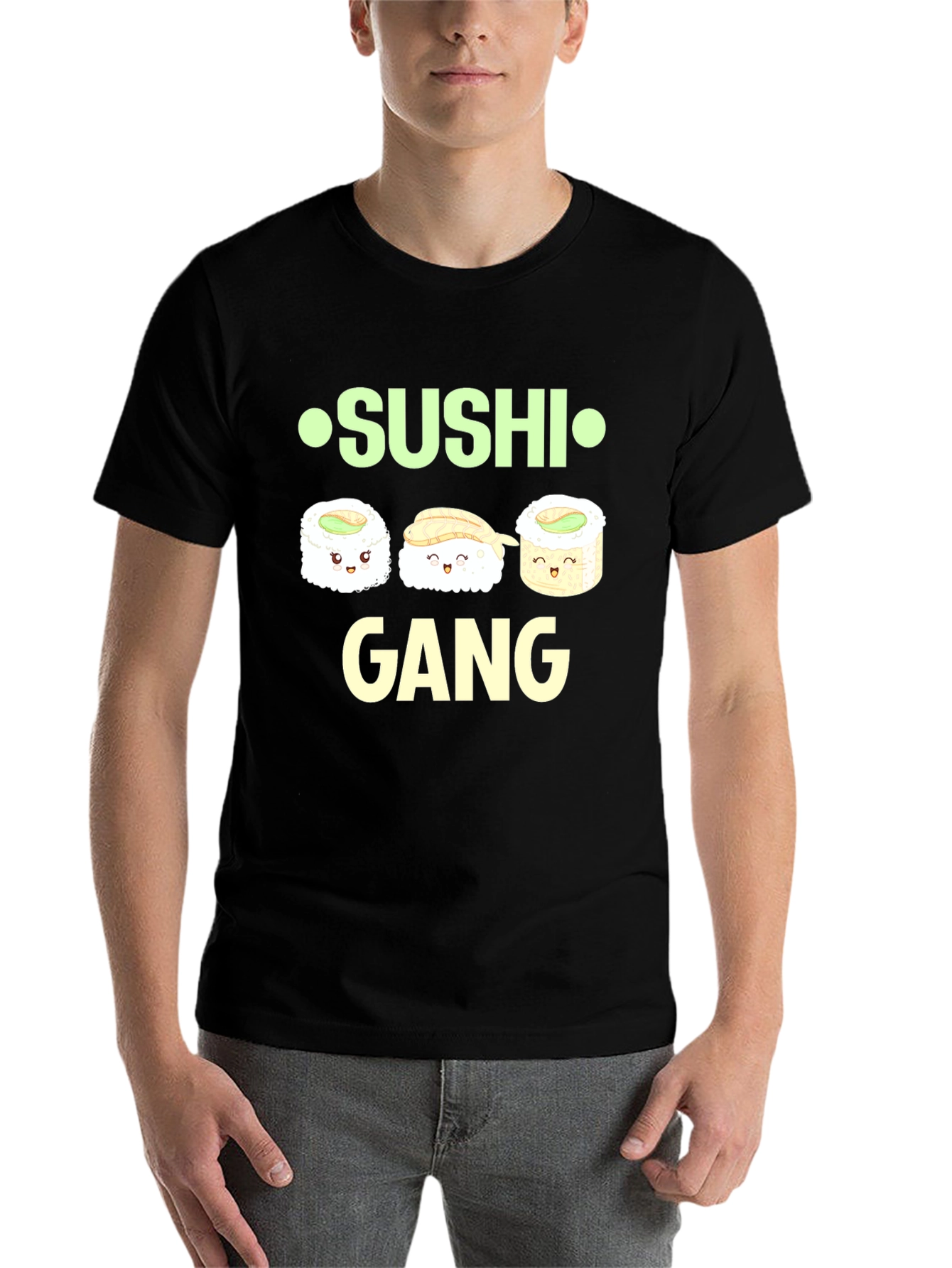 Black Sushi Gang Graphic Tee - Funny Food Shirt view 7