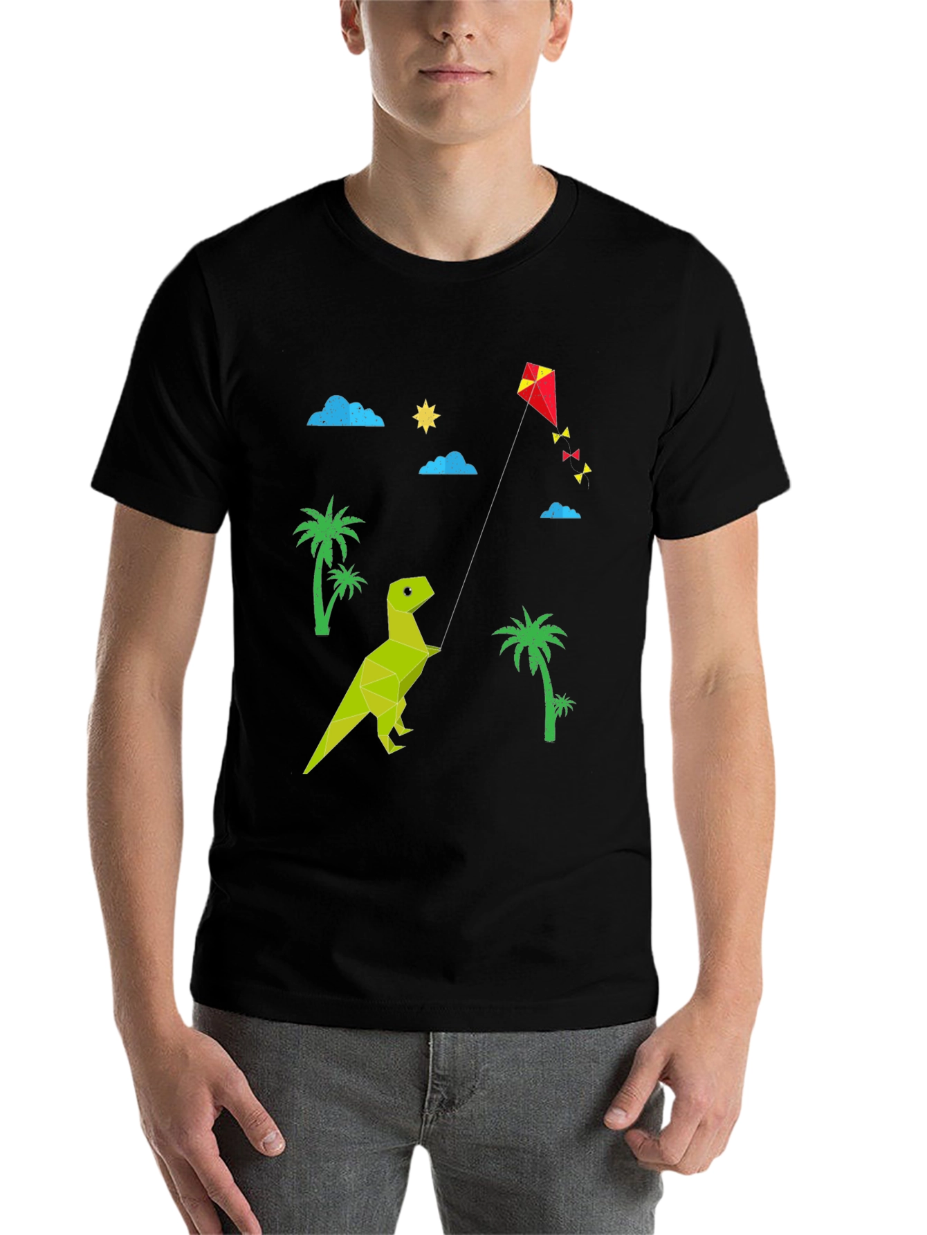 Black Dino Kite T-Shirt: Stylish Black Tee view 7