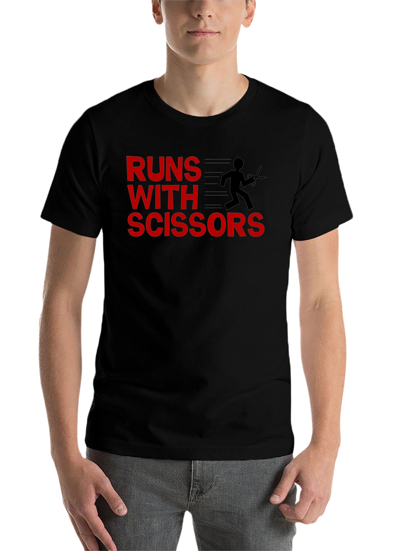 Black Runs With Scissors Graphic Tee - Black Cotton view 7