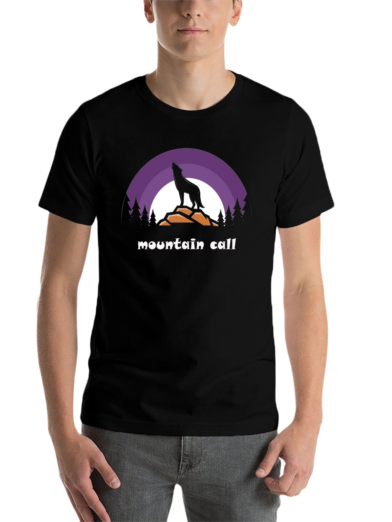 Black Mountain Call Wolf Graphic T-Shirt - Nature Lover Tee view 7