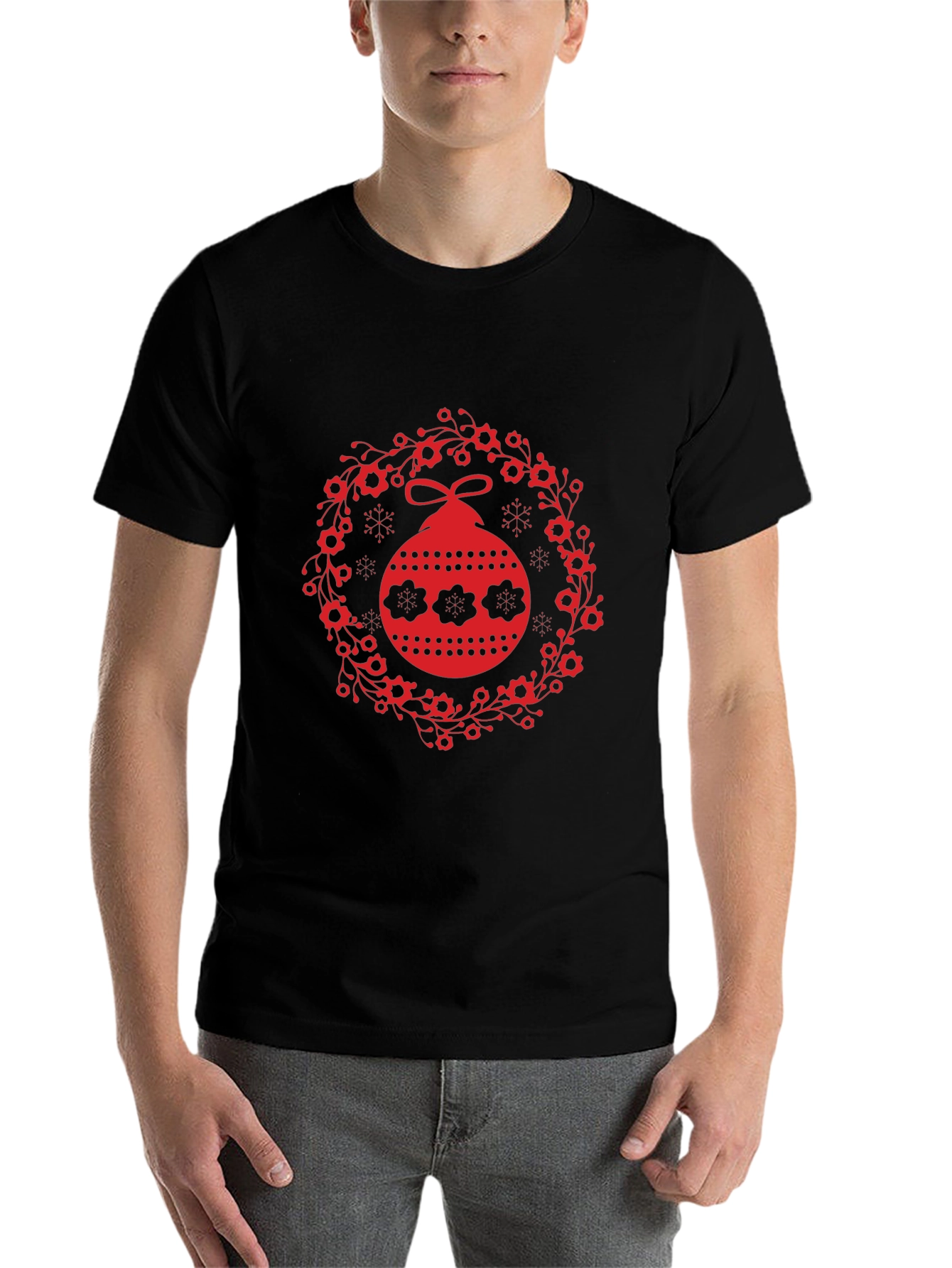 Black Festive Ornament Tee - Holiday Style view 7