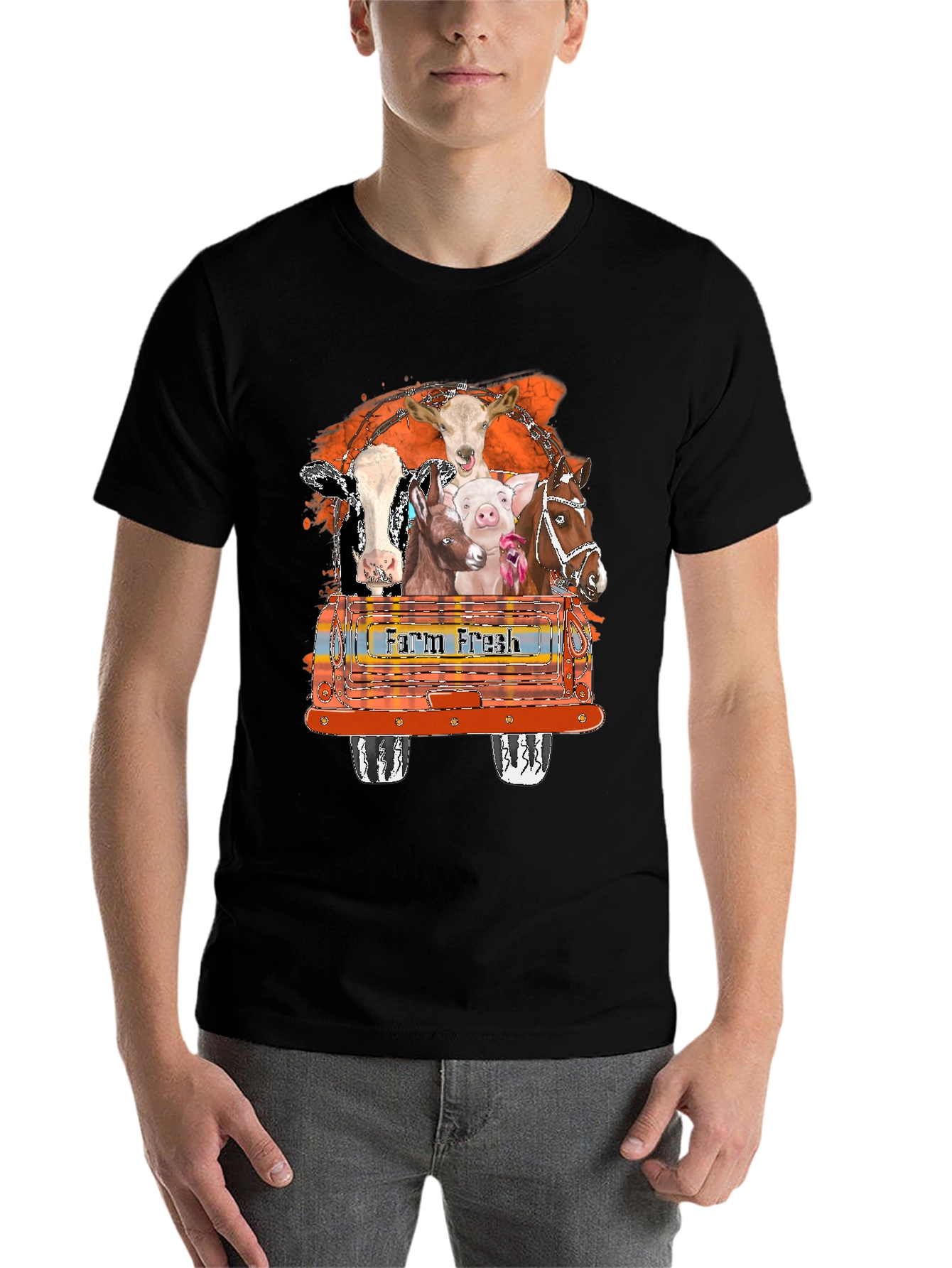 Black Farm Fresh Animals Black T-Shirt view 7