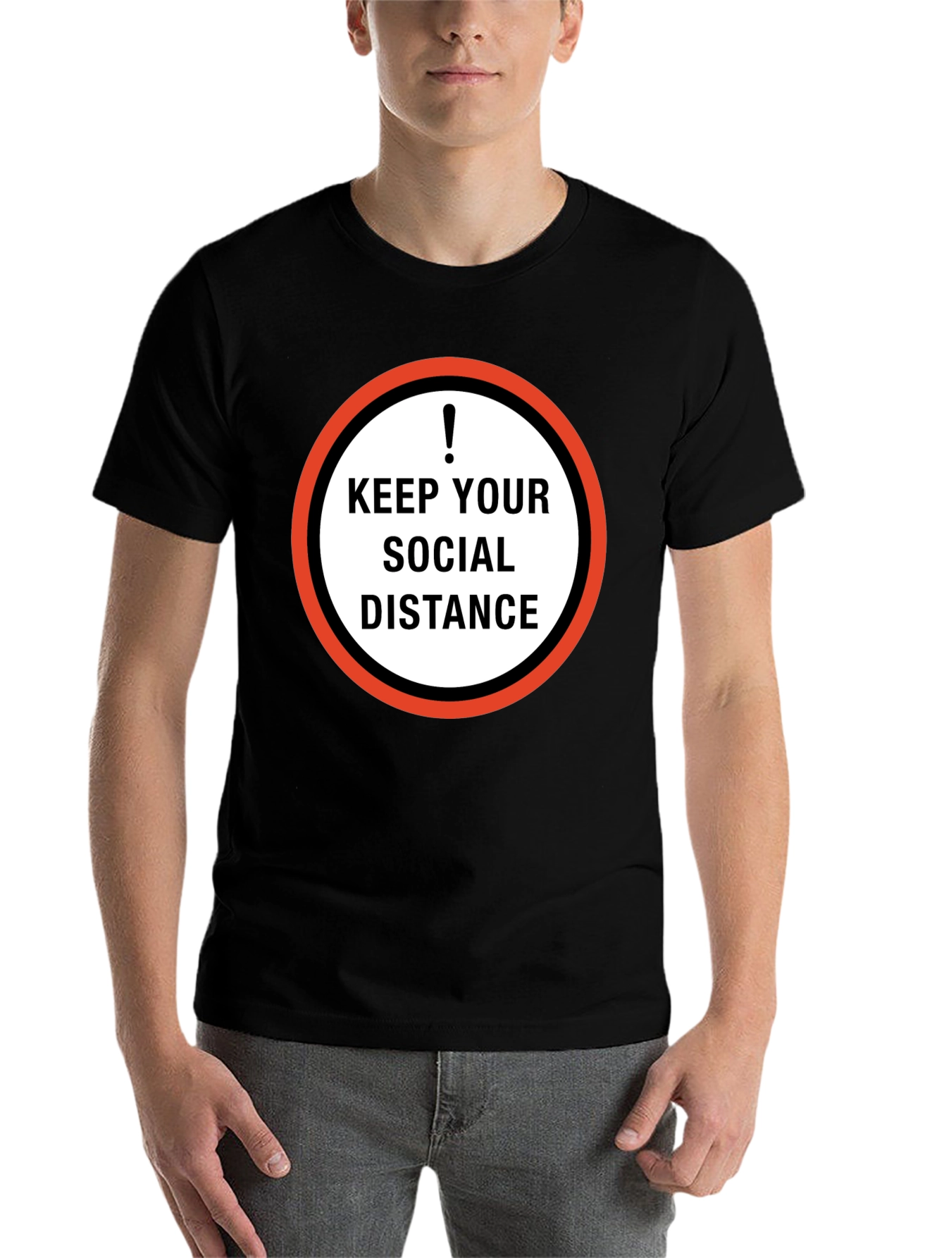 Black Keep Your Social Distance Graphic Tee - Black view 7