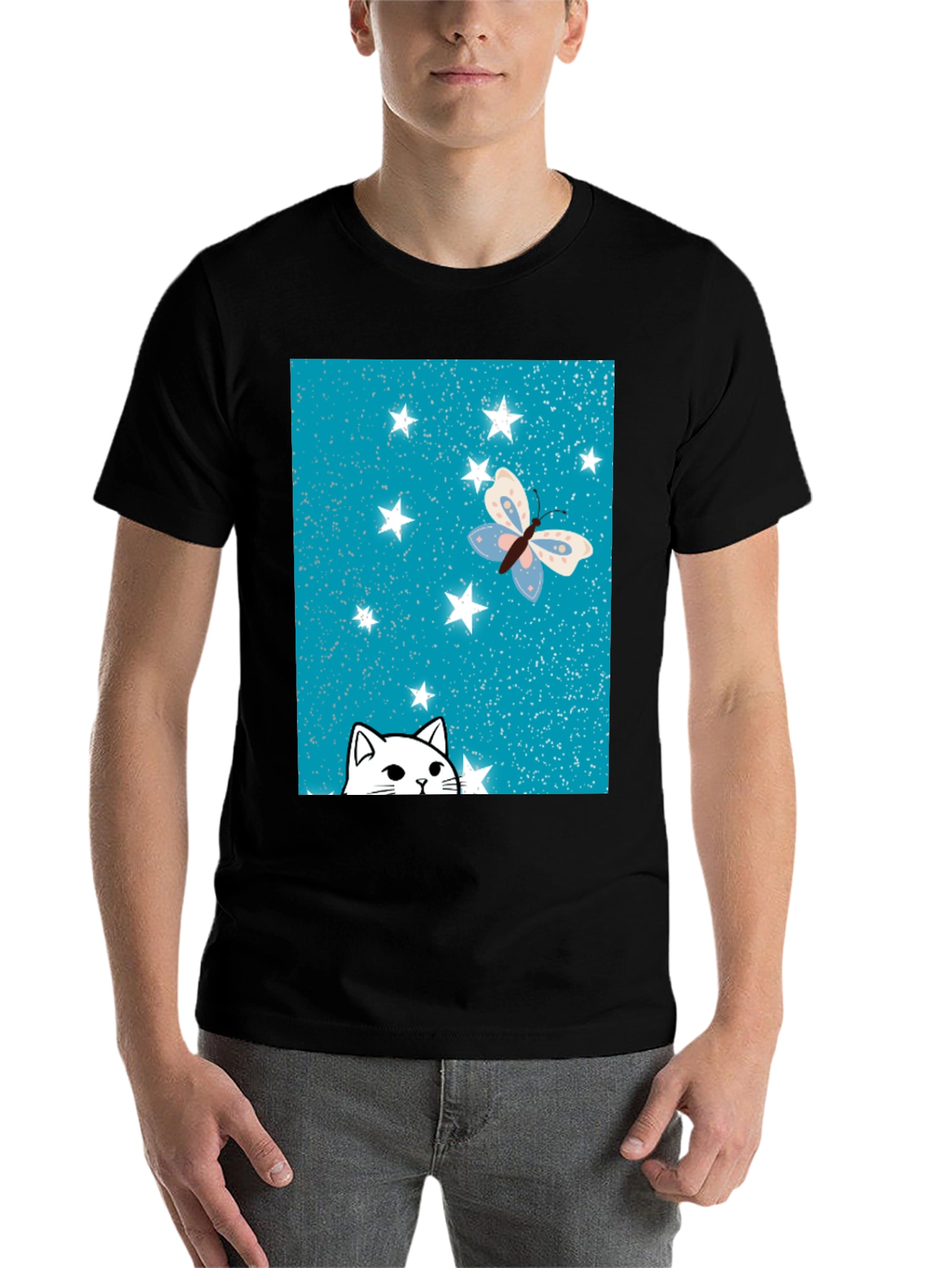 Cat & Butterfly Graphic Tee - 7