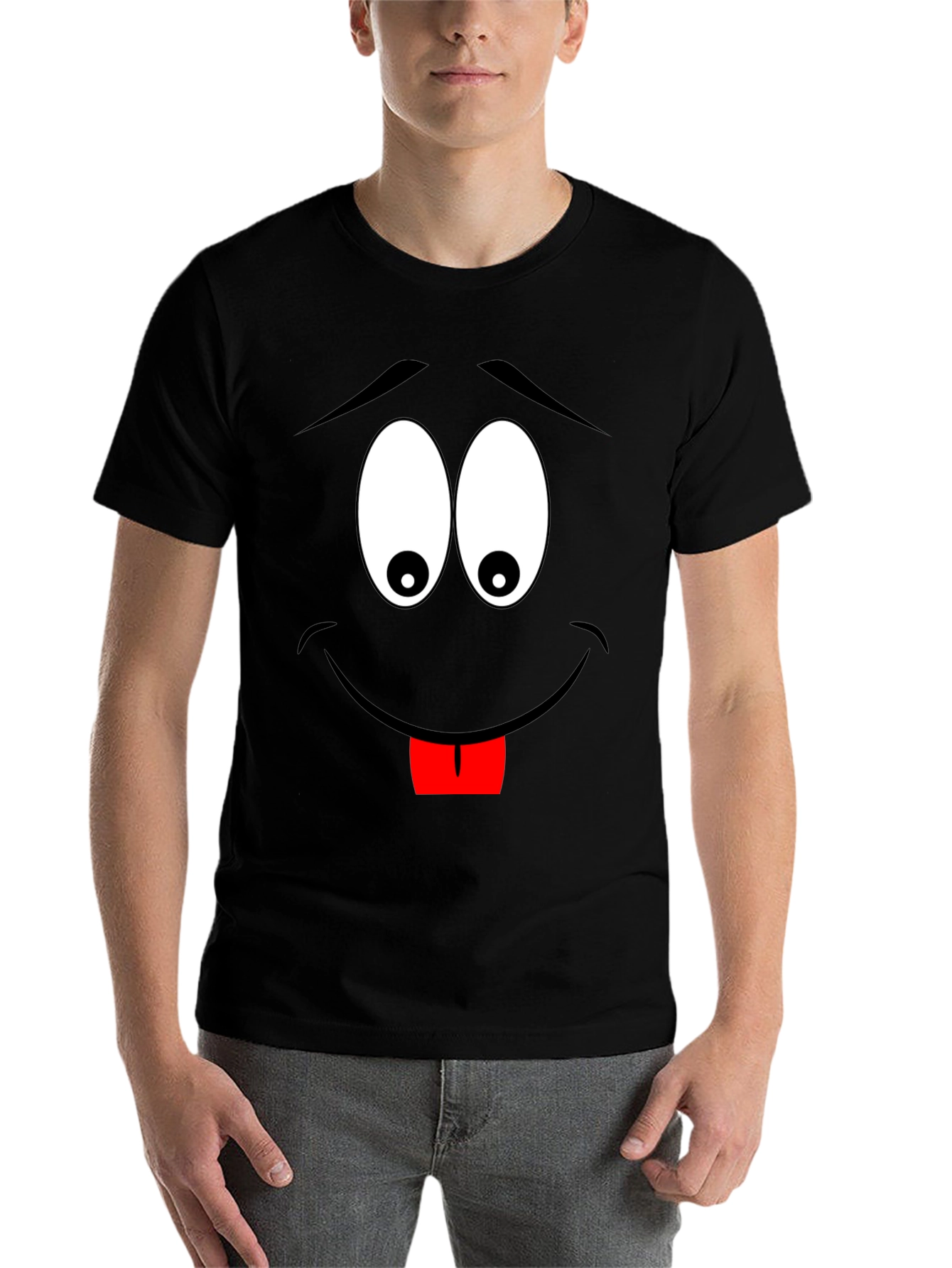 Black Cartoon Face Black T-Shirt view 7