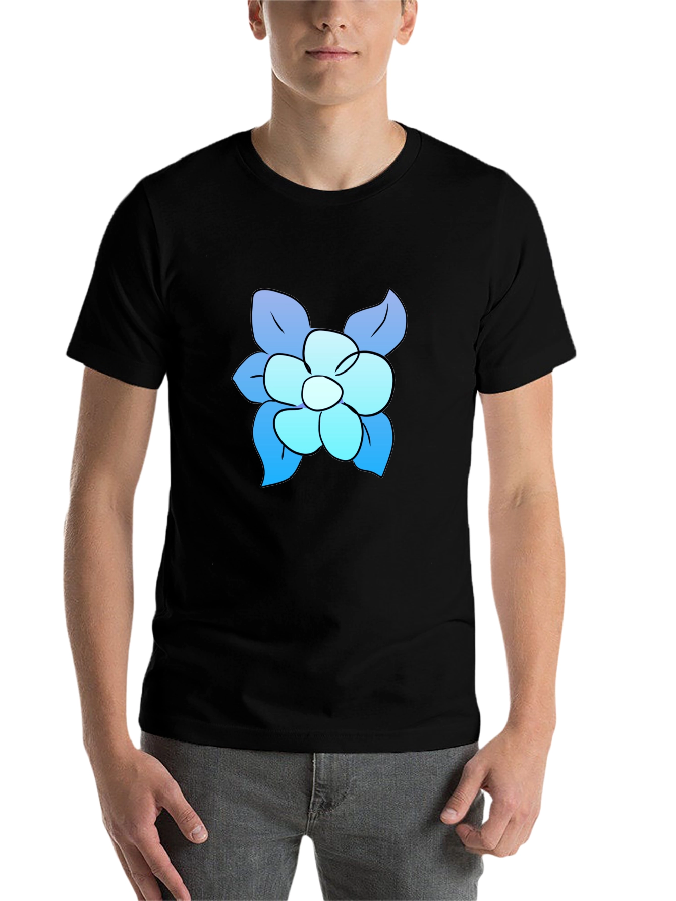 Black Blue Flower Graphic Tee - Casual Comfort view 7