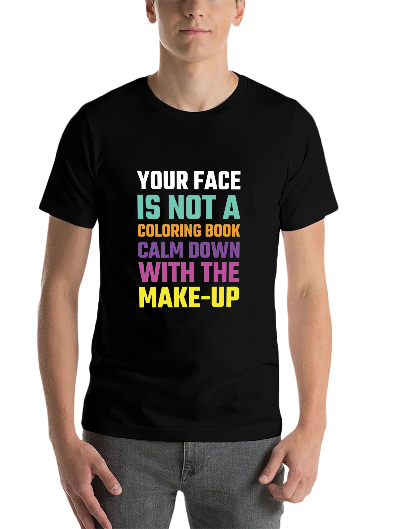 Black Funny Graphic T-Shirt: Your Face Coloring Book Slogan Tee view 7