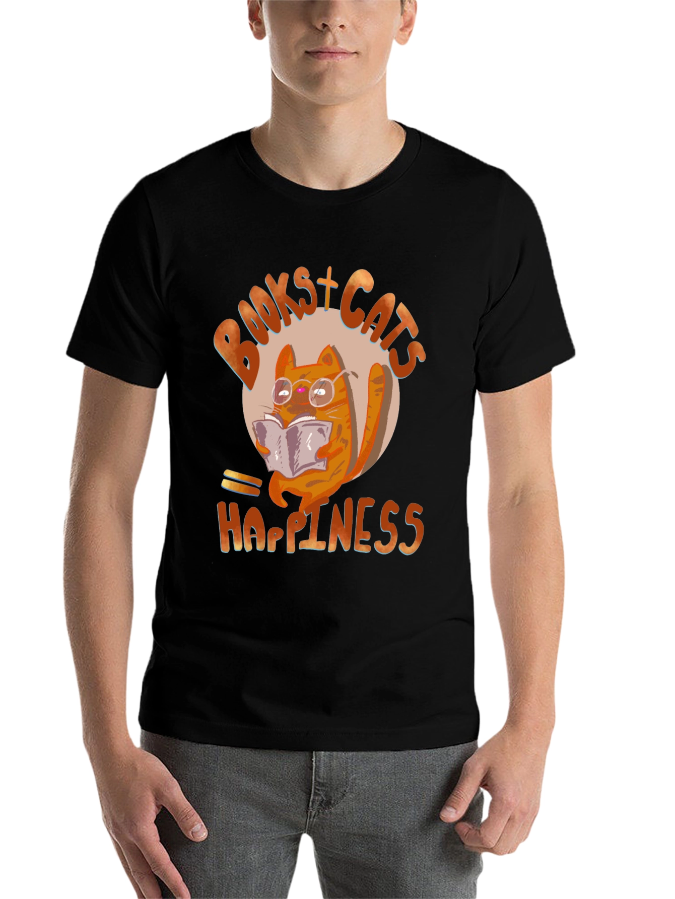 Black Books + Cats + Happiness Graphic Tee view 7