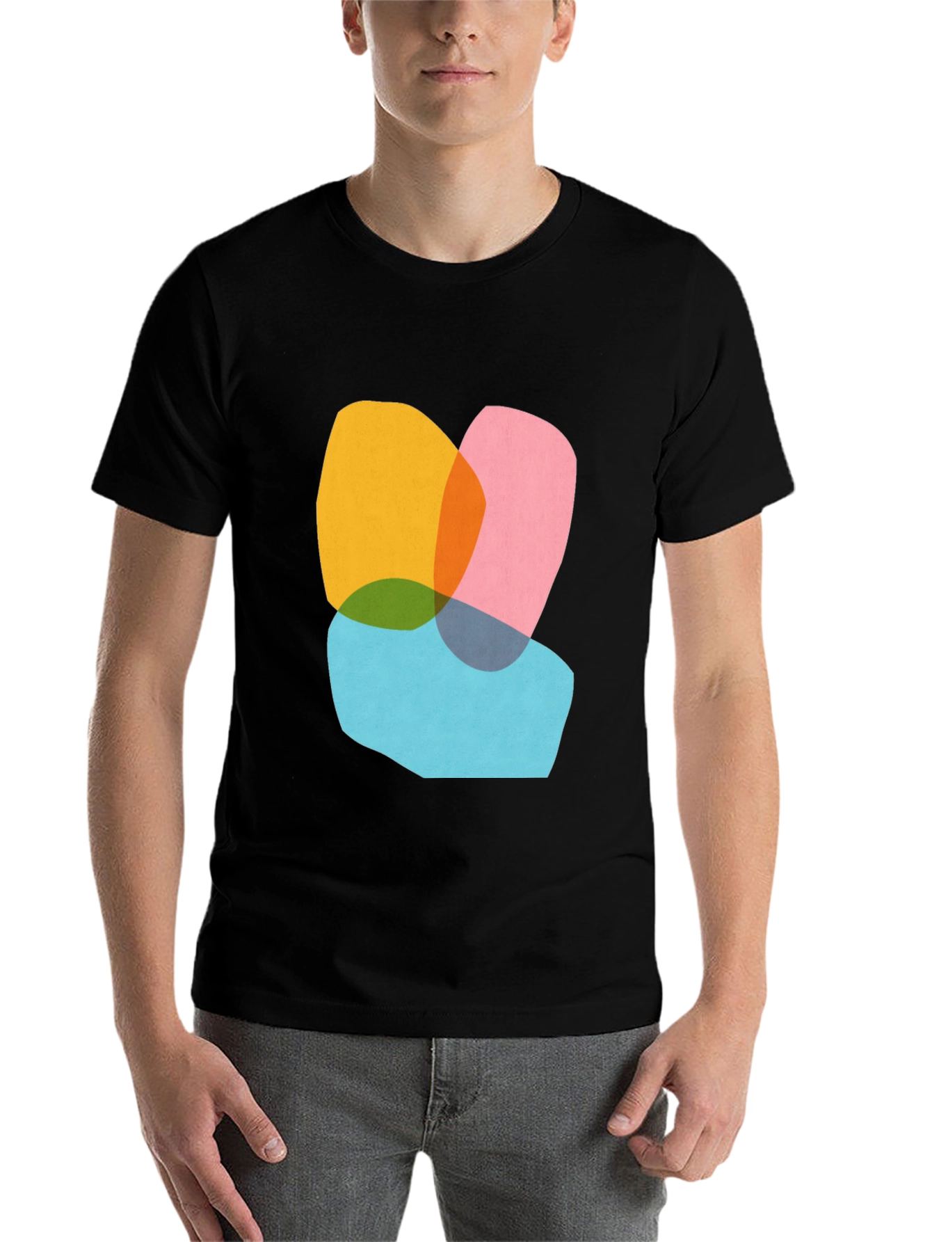 Black Abstract Graphic Tee - Modern Art Shirt view 7