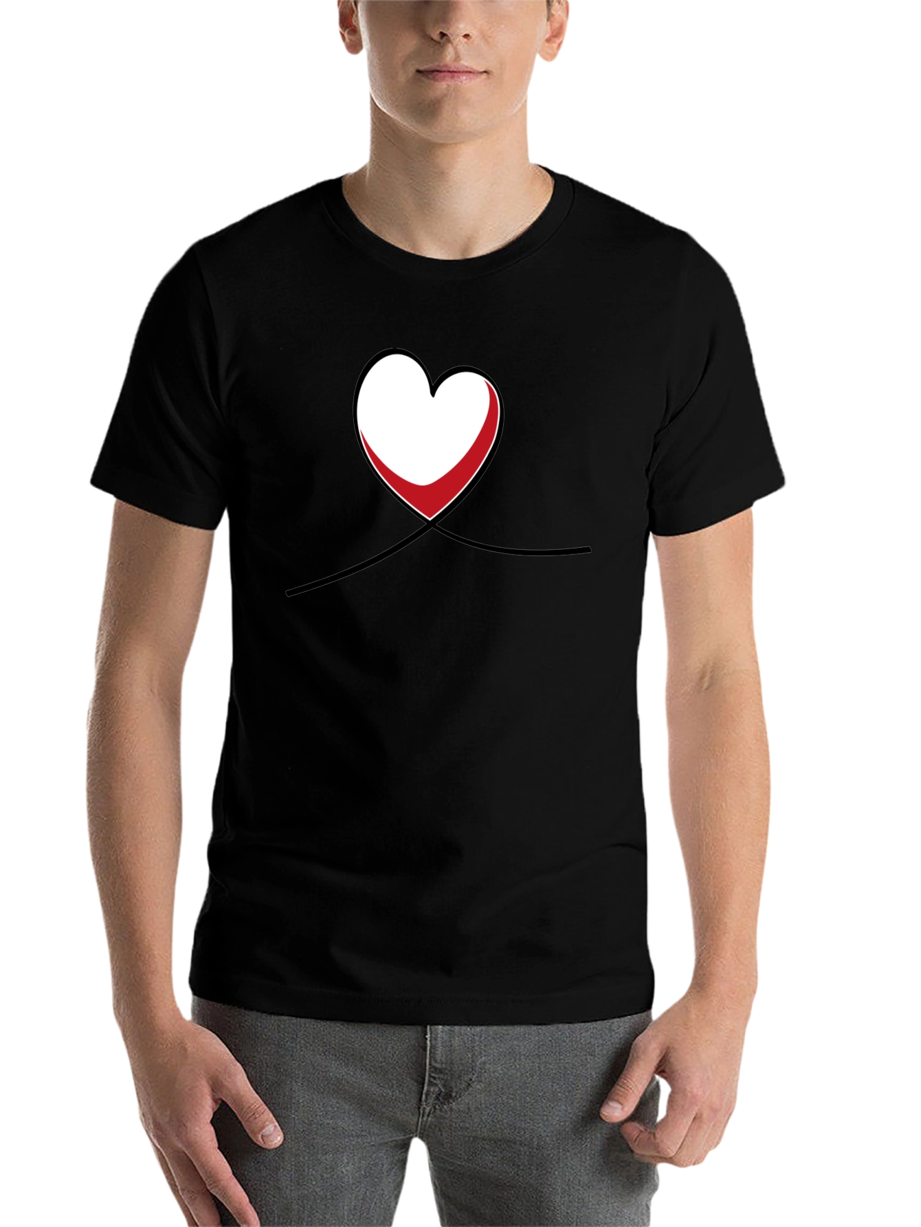 Black Heart & Line Graphic Black T-Shirt view 7