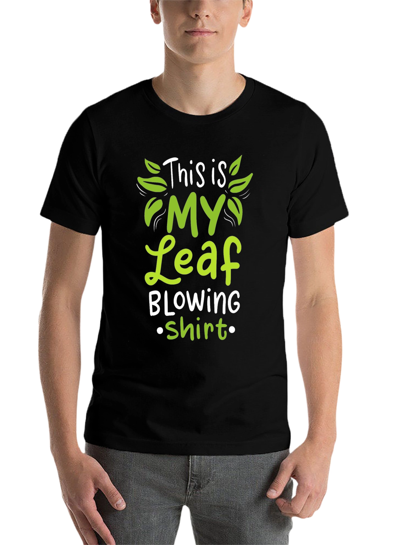 Black Leaf Blowing Shirt - Funny T-Shirt view 7