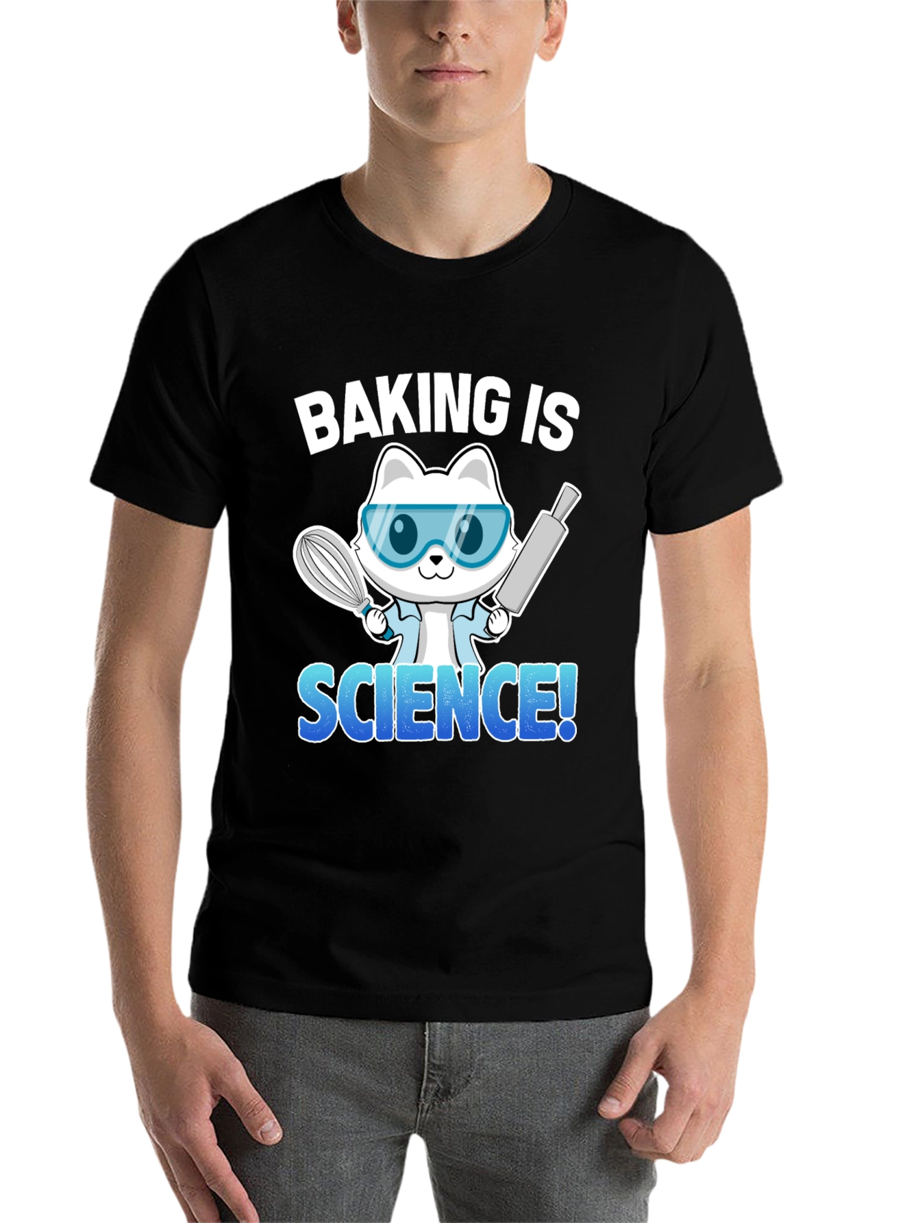 Black Baking is Science T-Shirt, Chef Cat Tee view 7