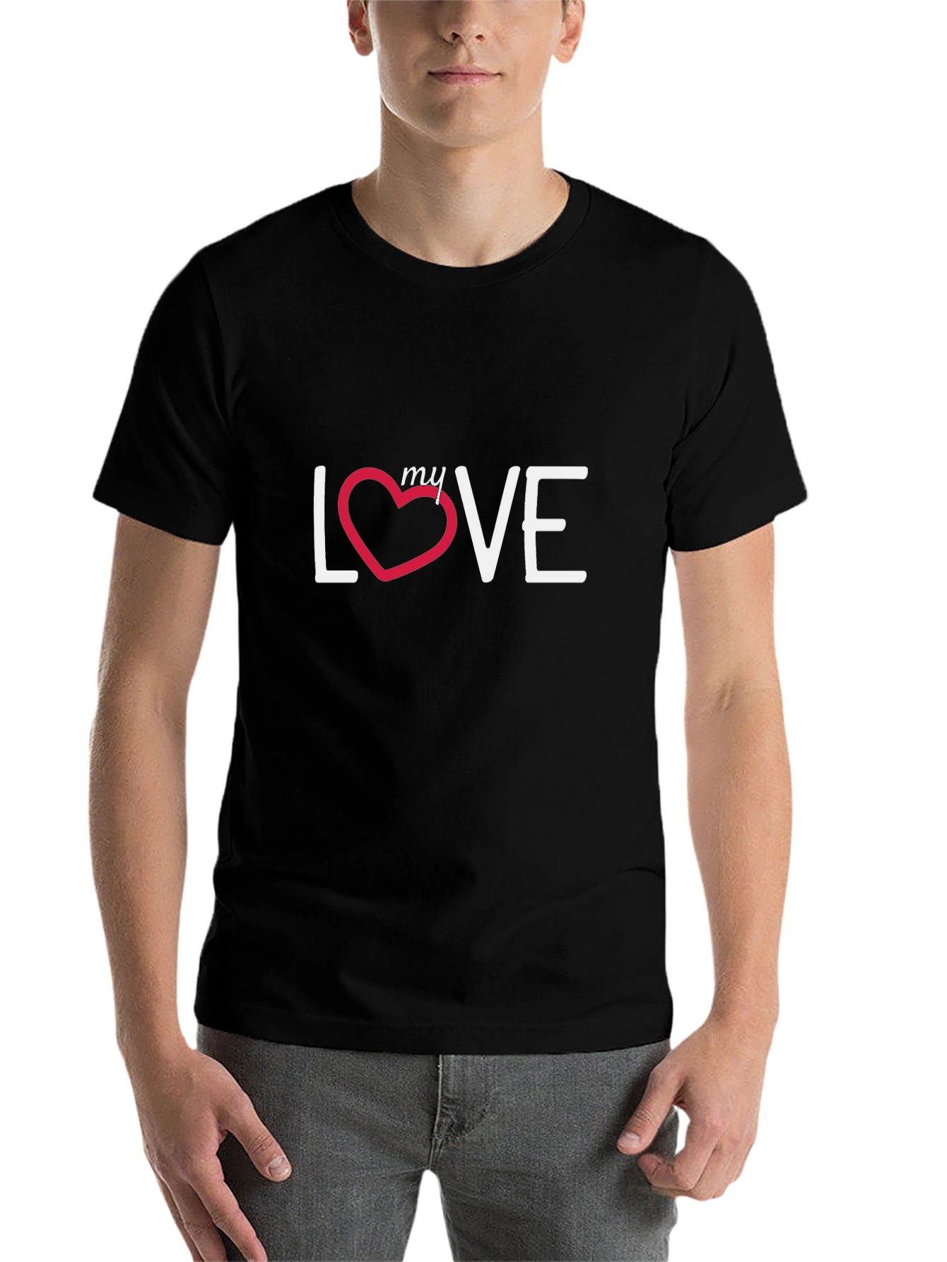 Black My Love T-Shirt - Black Cotton Casual Tee view 7