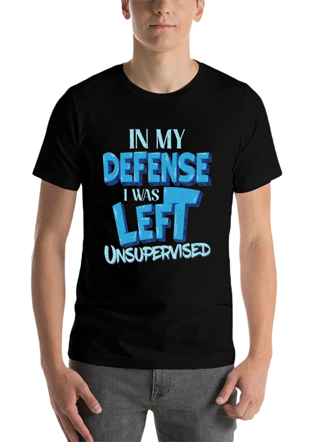Black Funny 'In My Defense' Black T-Shirt view 7
