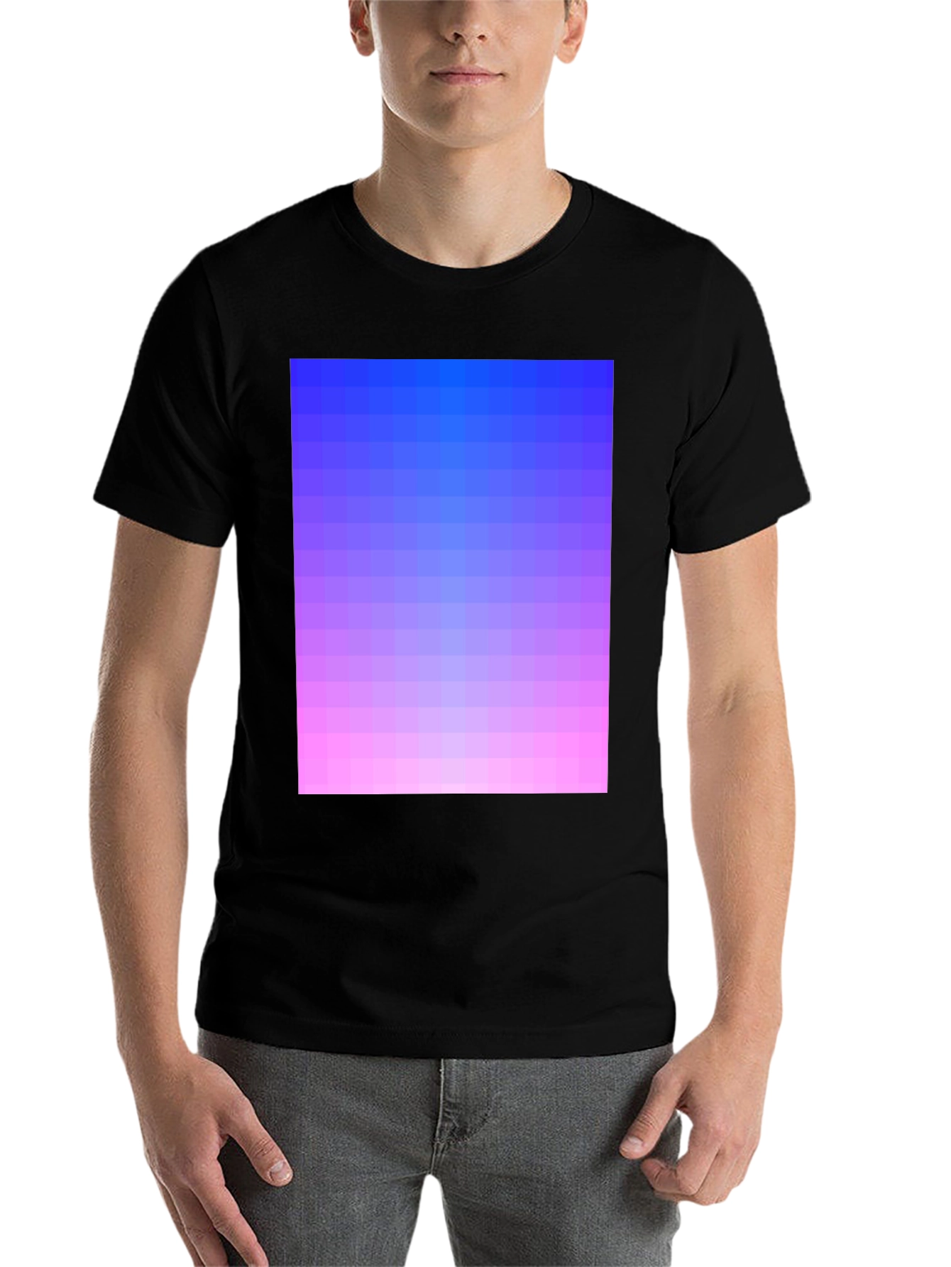 Black Gradient Pixel Art T-Shirt - Stylish Casual Wear view 7