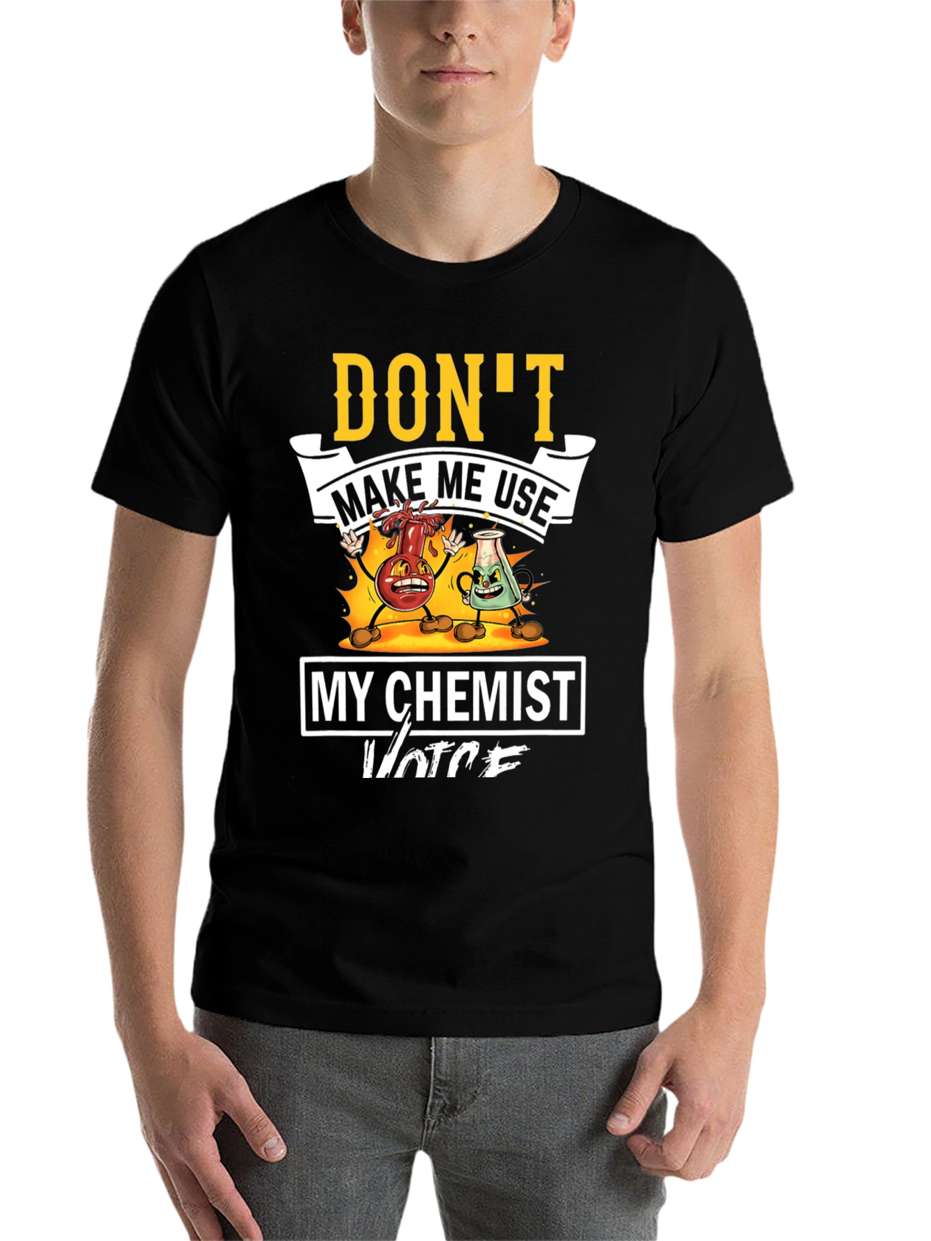 Black Funny Chemist Voice Graphic T-Shirt view 7